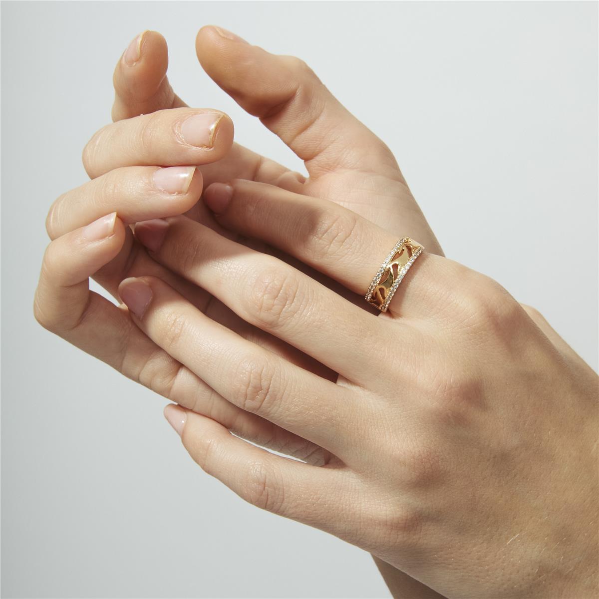 Anello con zircone brillante finitura in oro rosa 18k - Lakud
