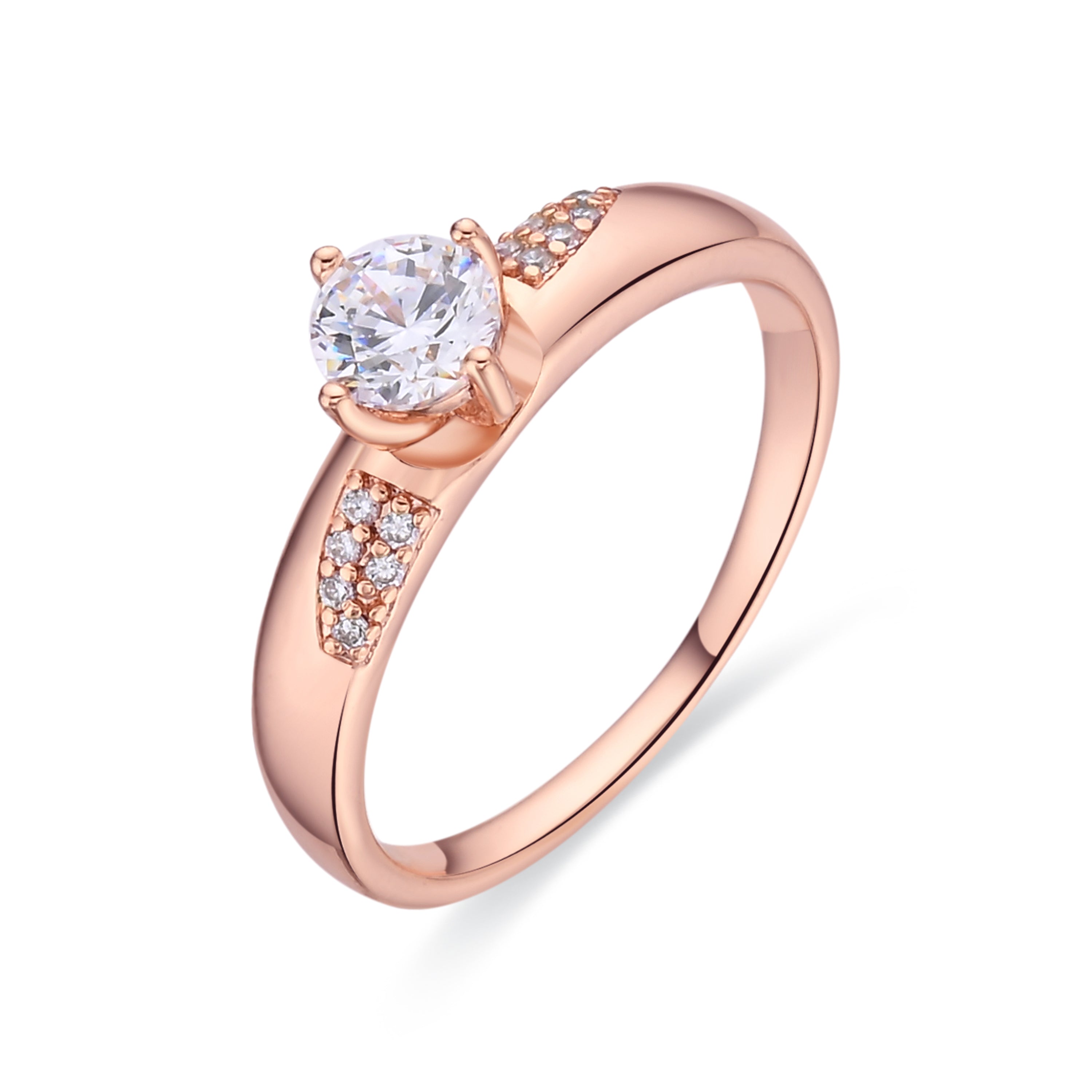 Anello con zircone brillante finitura in oro rosa 18k - Wedal