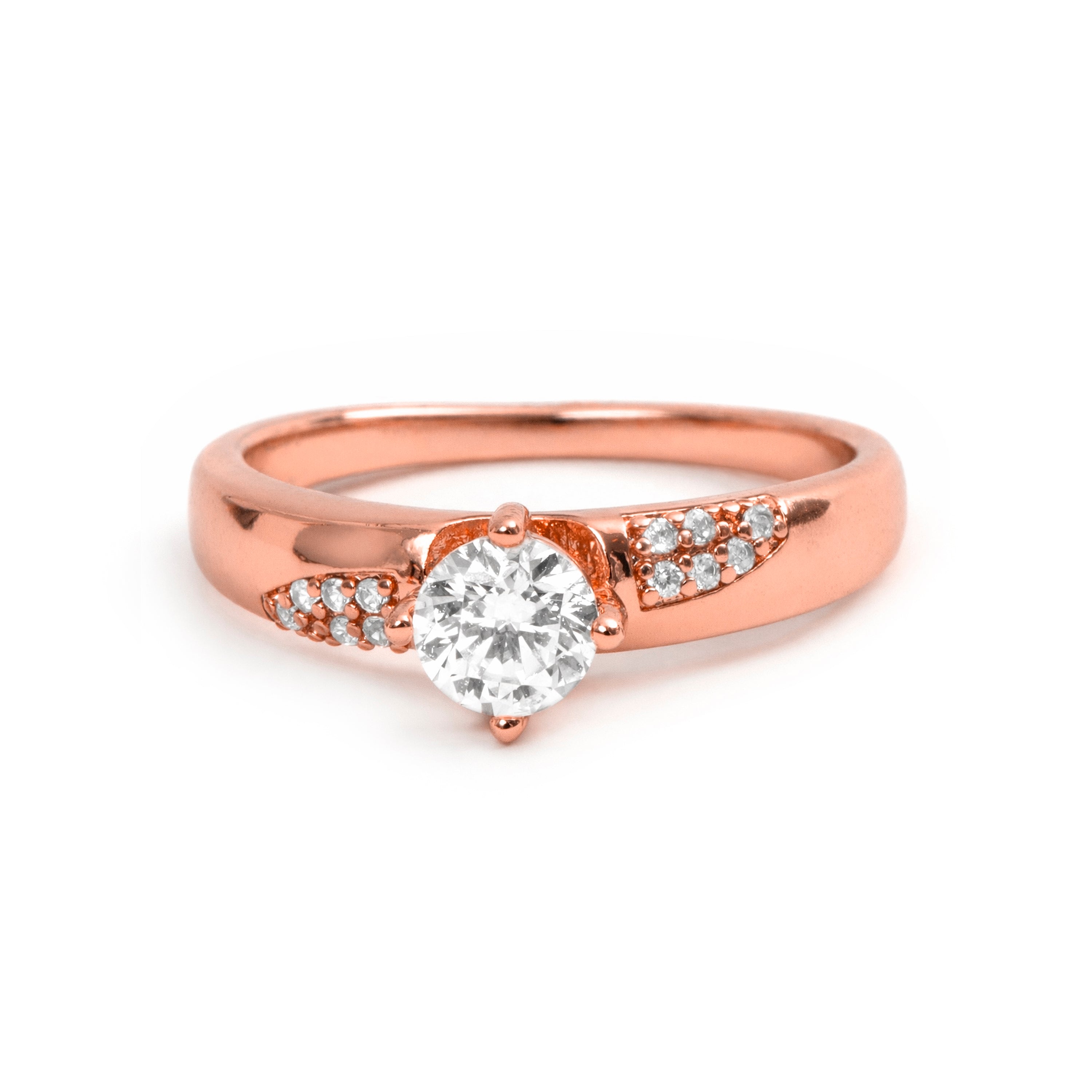 Bague en oxyde de zirconium brillant finition or rose 18 carats - Wedal