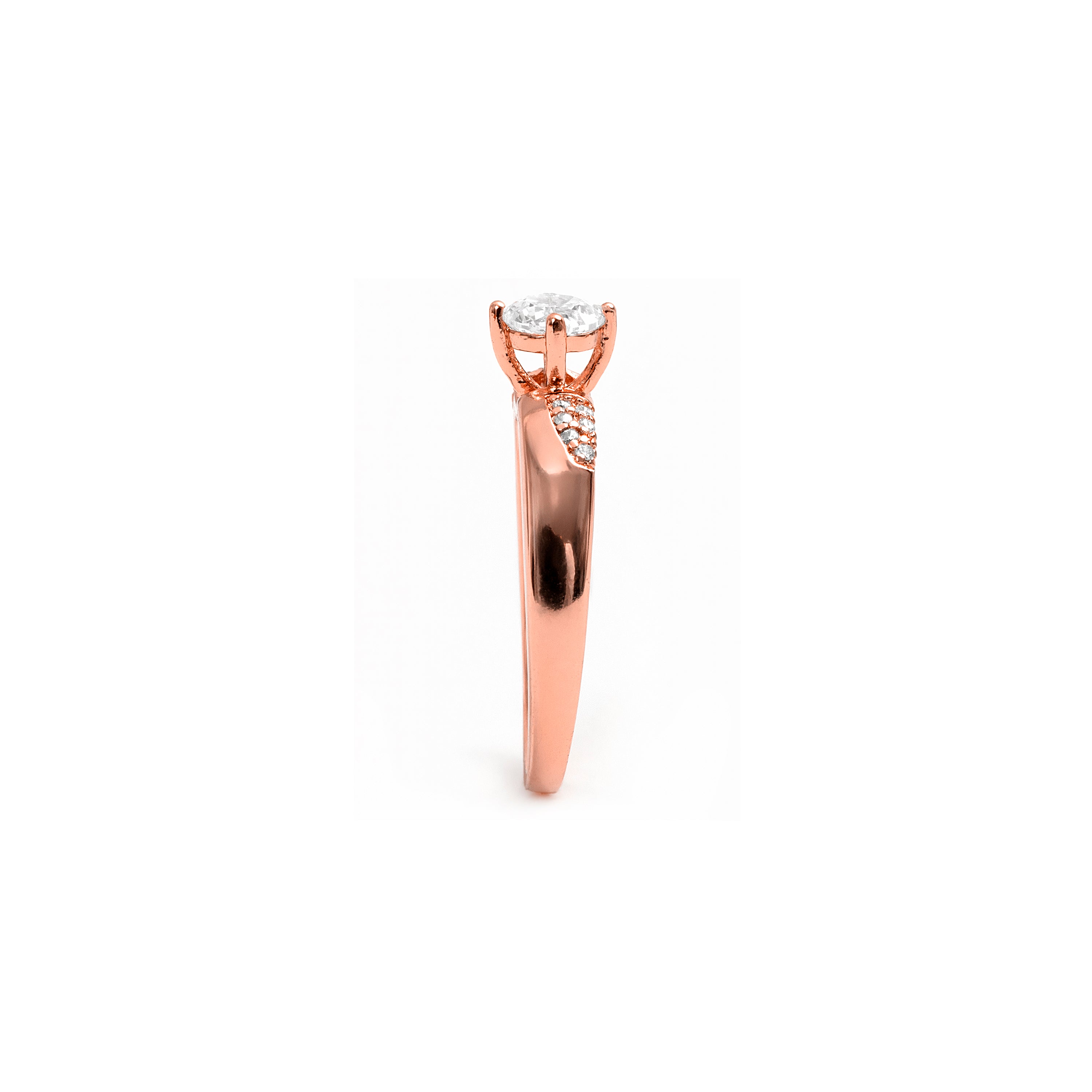 Bague en oxyde de zirconium brillant finition or rose 18 carats - Wedal