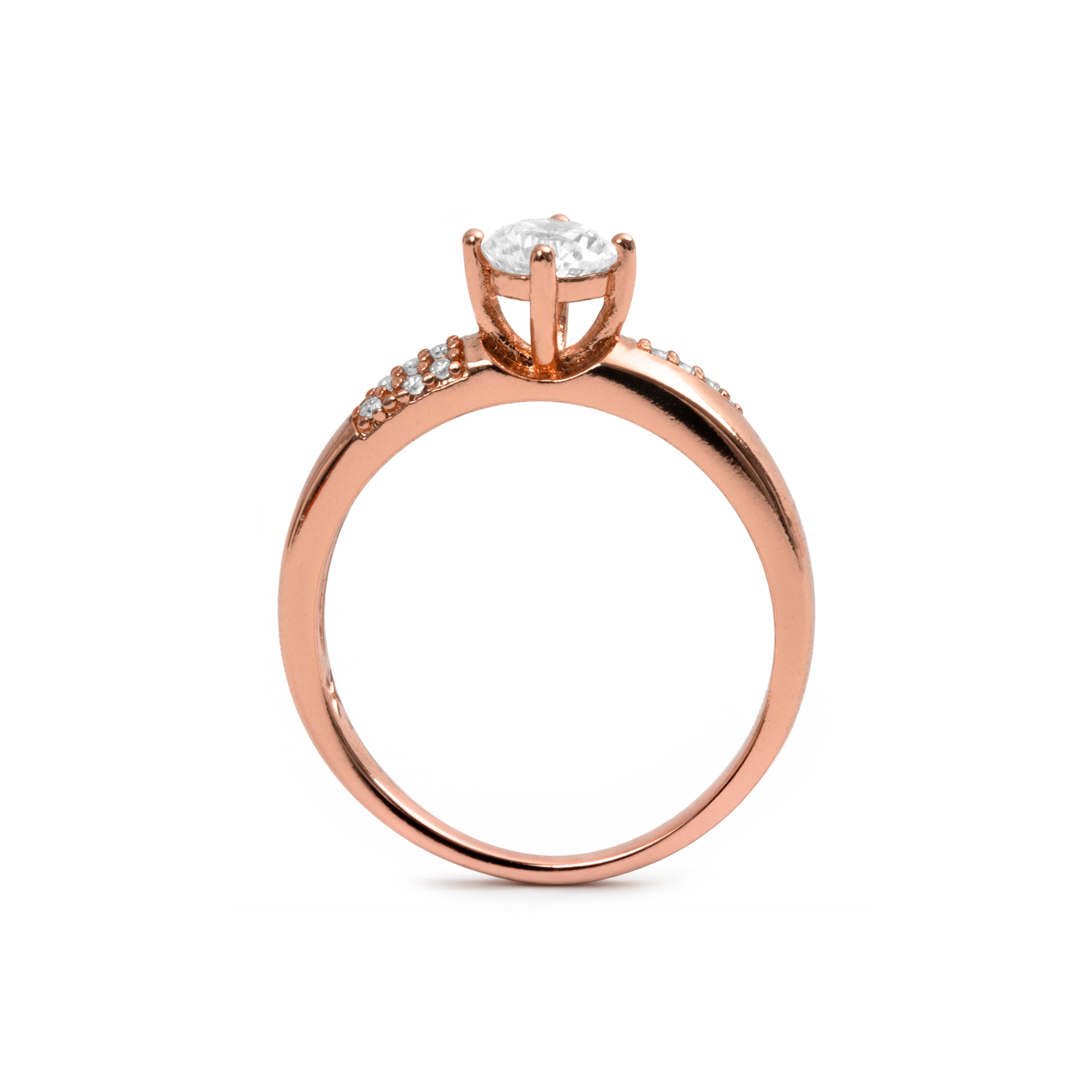 Bague en oxyde de zirconium brillant finition or rose 18 carats - Wedal