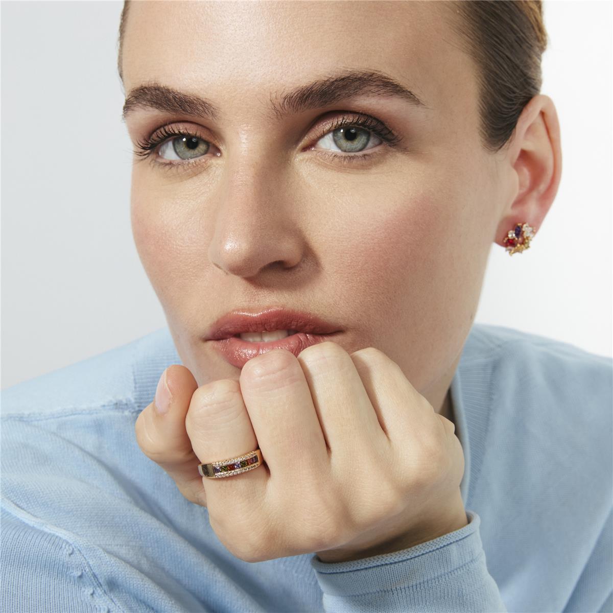 Multicolored Zirconia Ring with 18k Rose Gold Finish - Saikpo