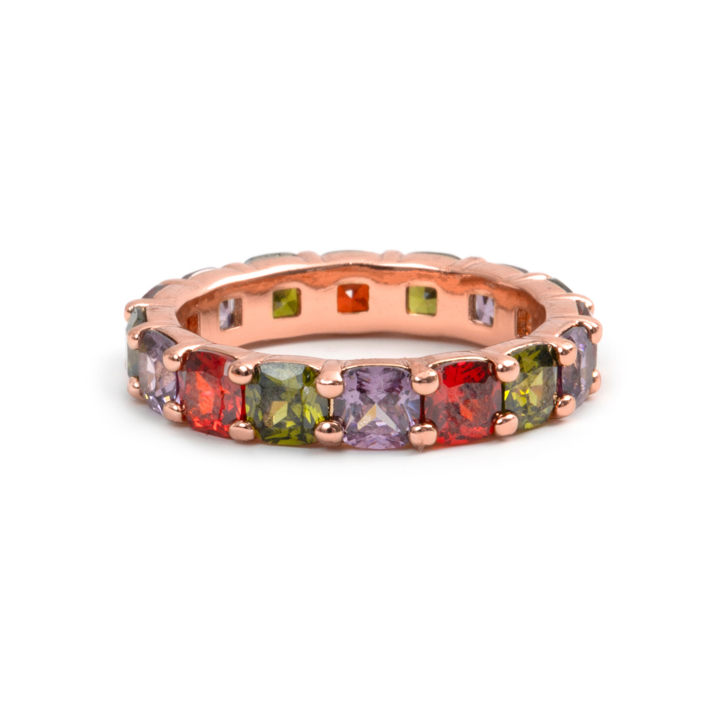 Bague en zircon multicolore finition or rose 18 carats - Lanbyu