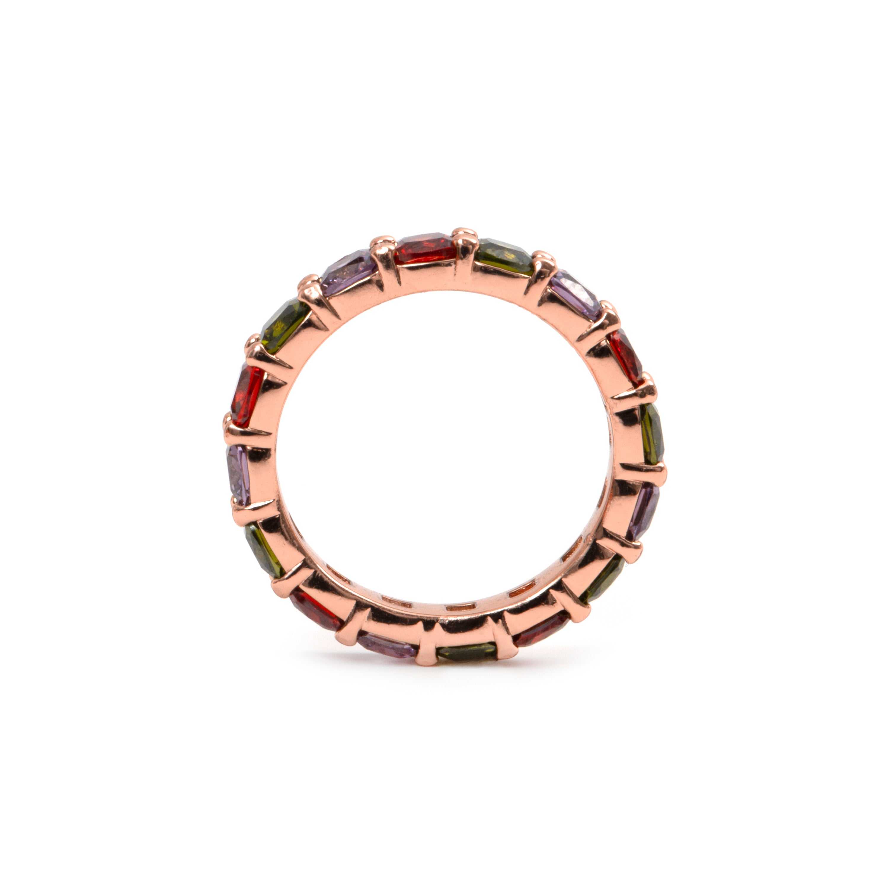 Bague en zircon multicolore finition or rose 18 carats - Lanbyu