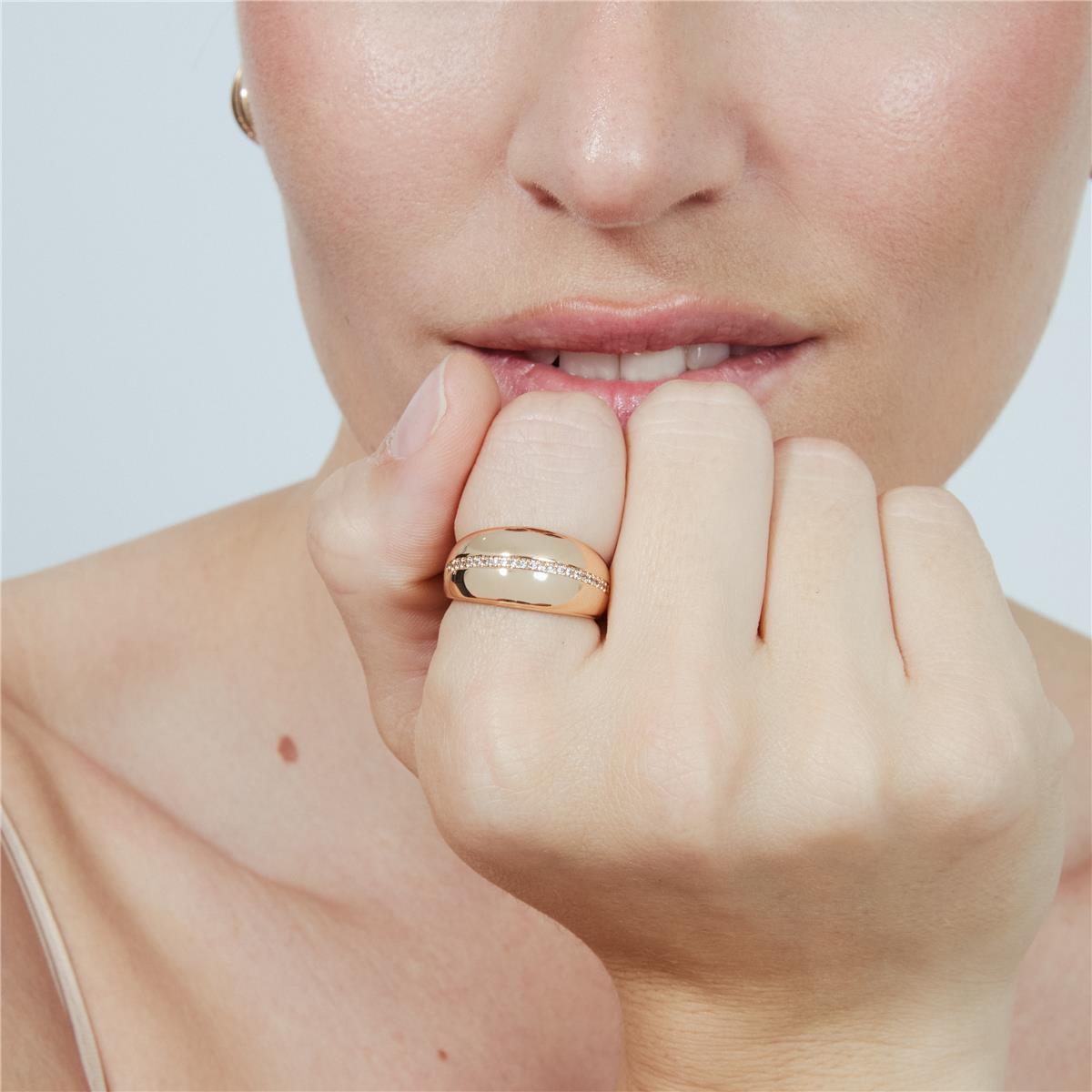 Anel Yagar acabamento ouro rosa 18k - Yagar BRANCO