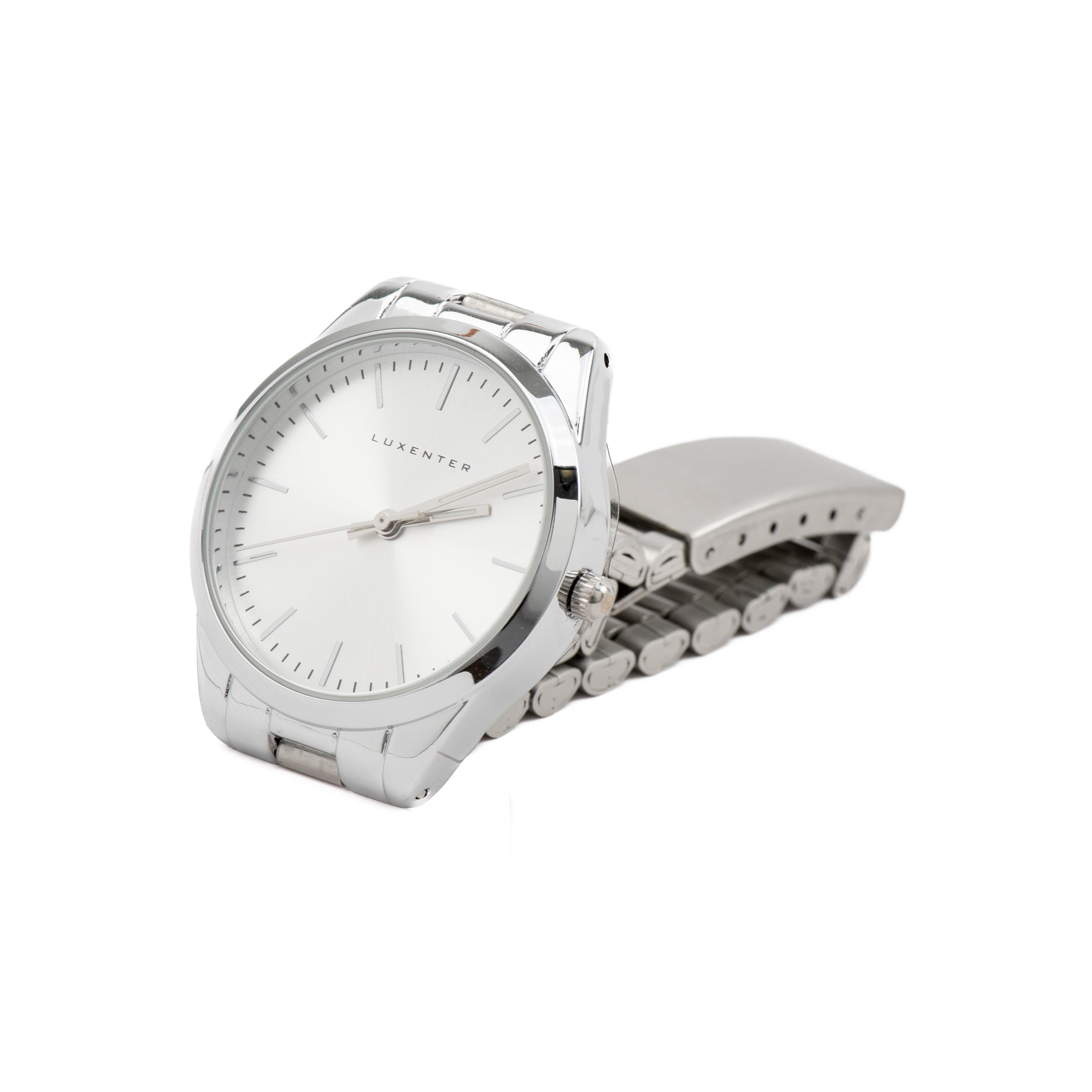 Uhr mit weißer Metallisierung in Silber-Finish - Verni