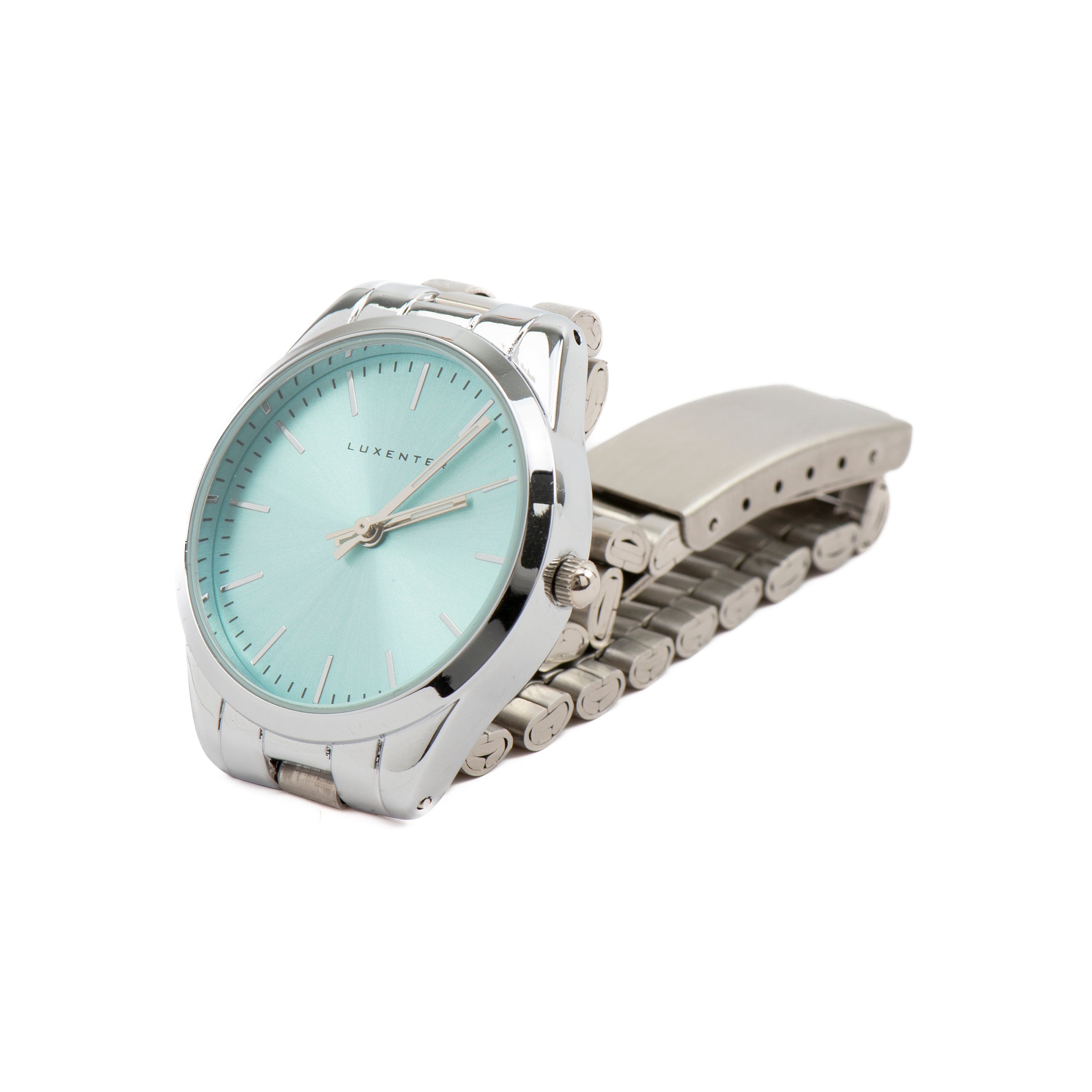 Light Blue Metallic Watch with Silver Finish - Verni