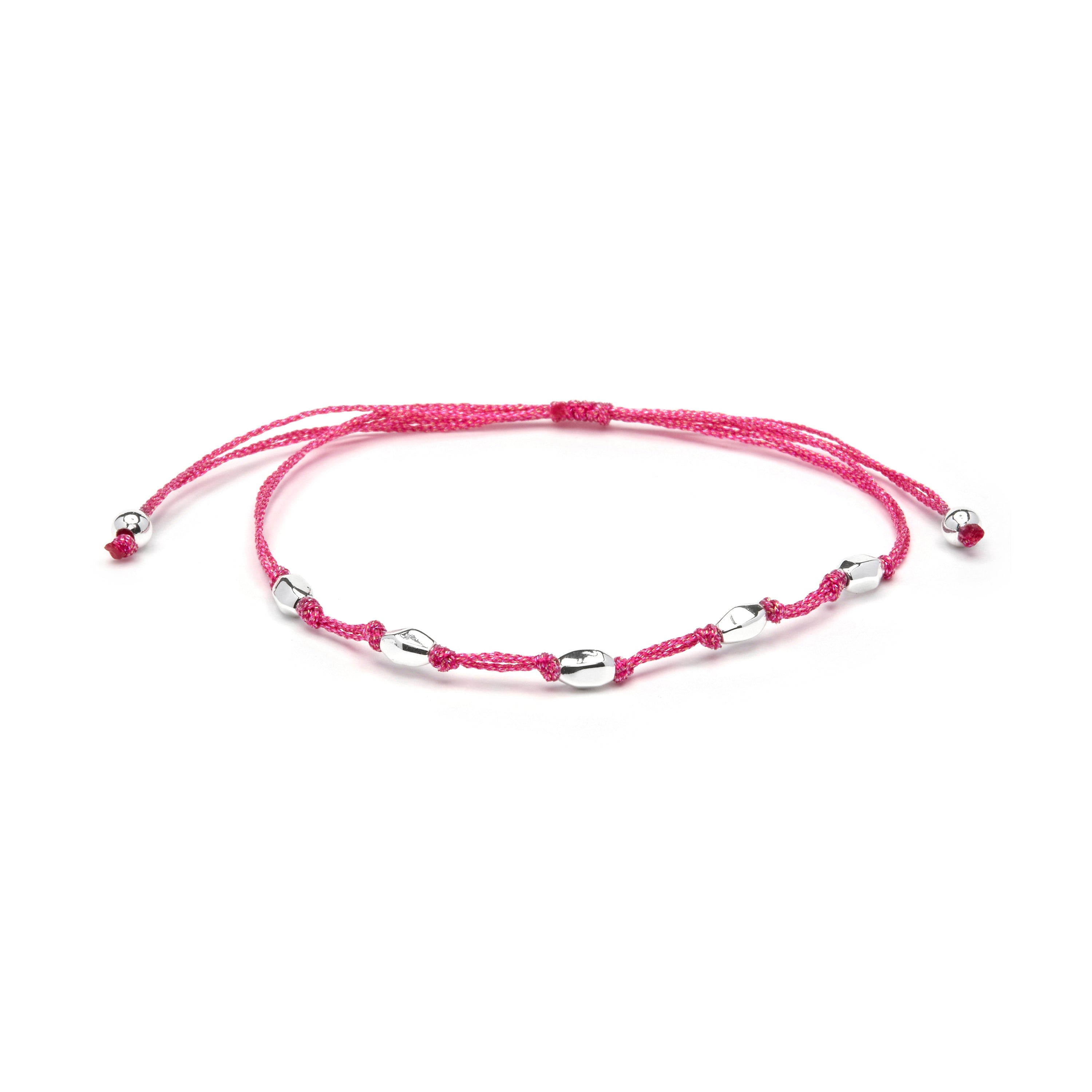 Pink Cotton Bracelet finished in 925 Sterling Silver - Buawe