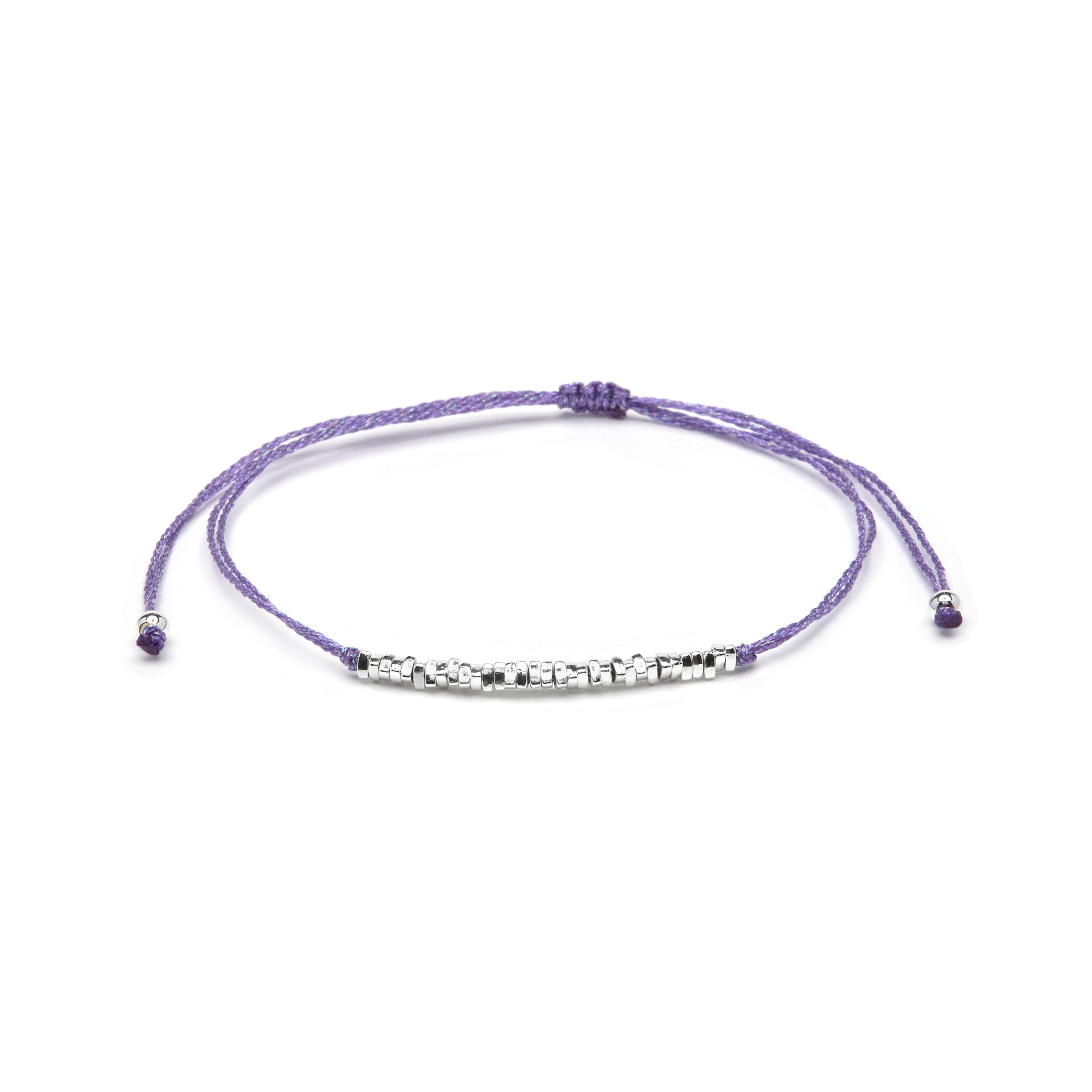 Pulsera de Algodon Morado acabado en Plata - Limley