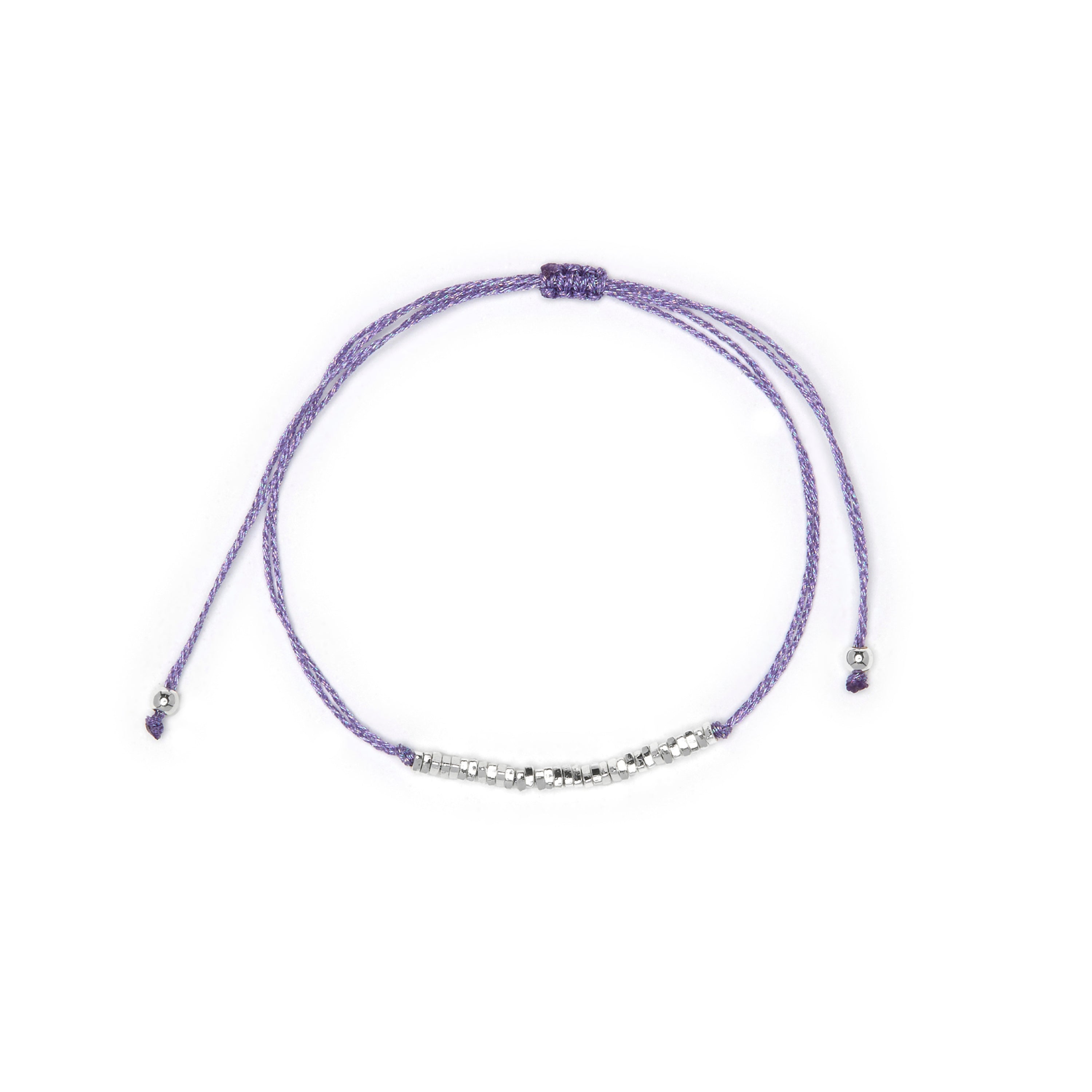 Pulsera de Algodon Morado acabado en Plata - Limley