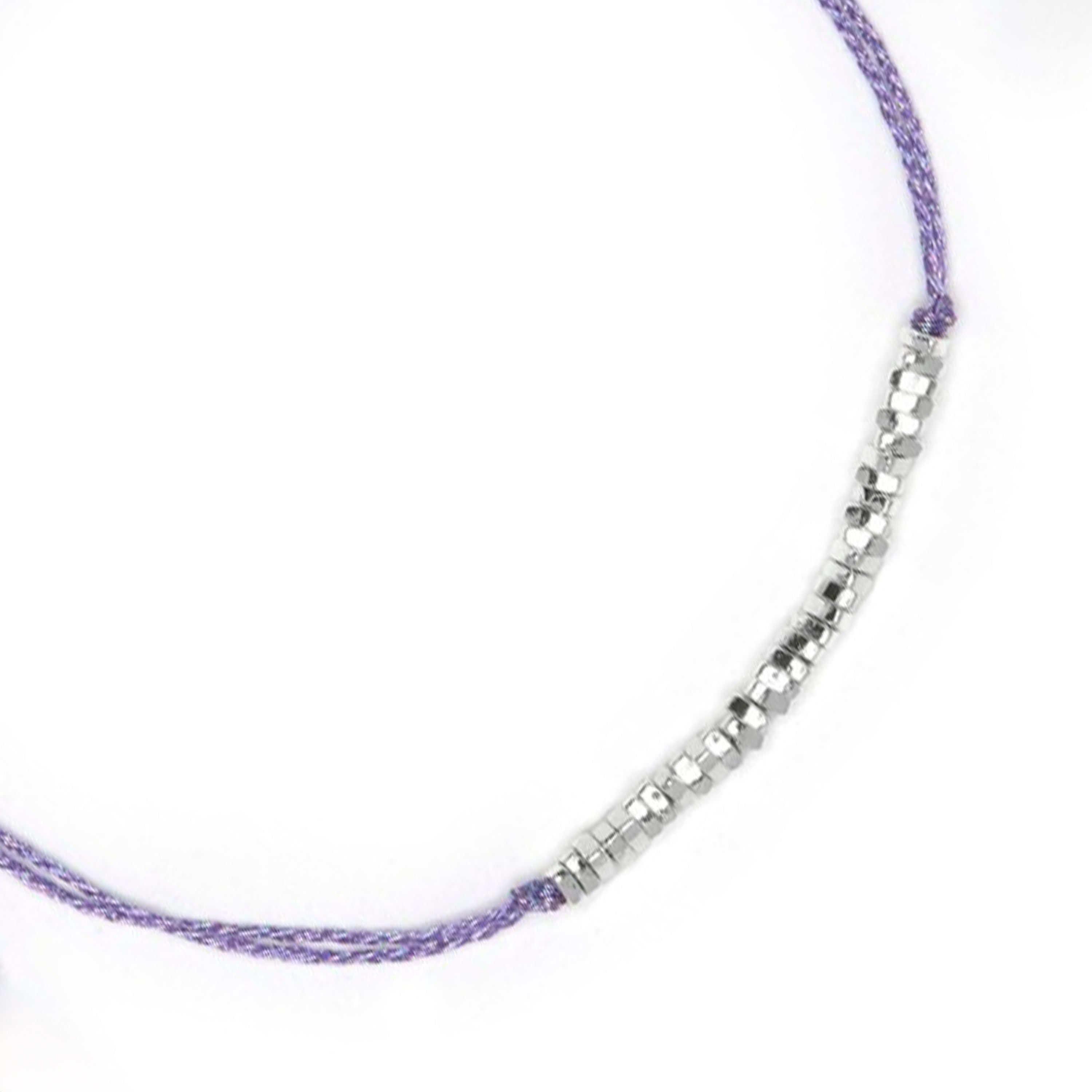 Pulsera de Algodon Morado acabado en Plata - Limley