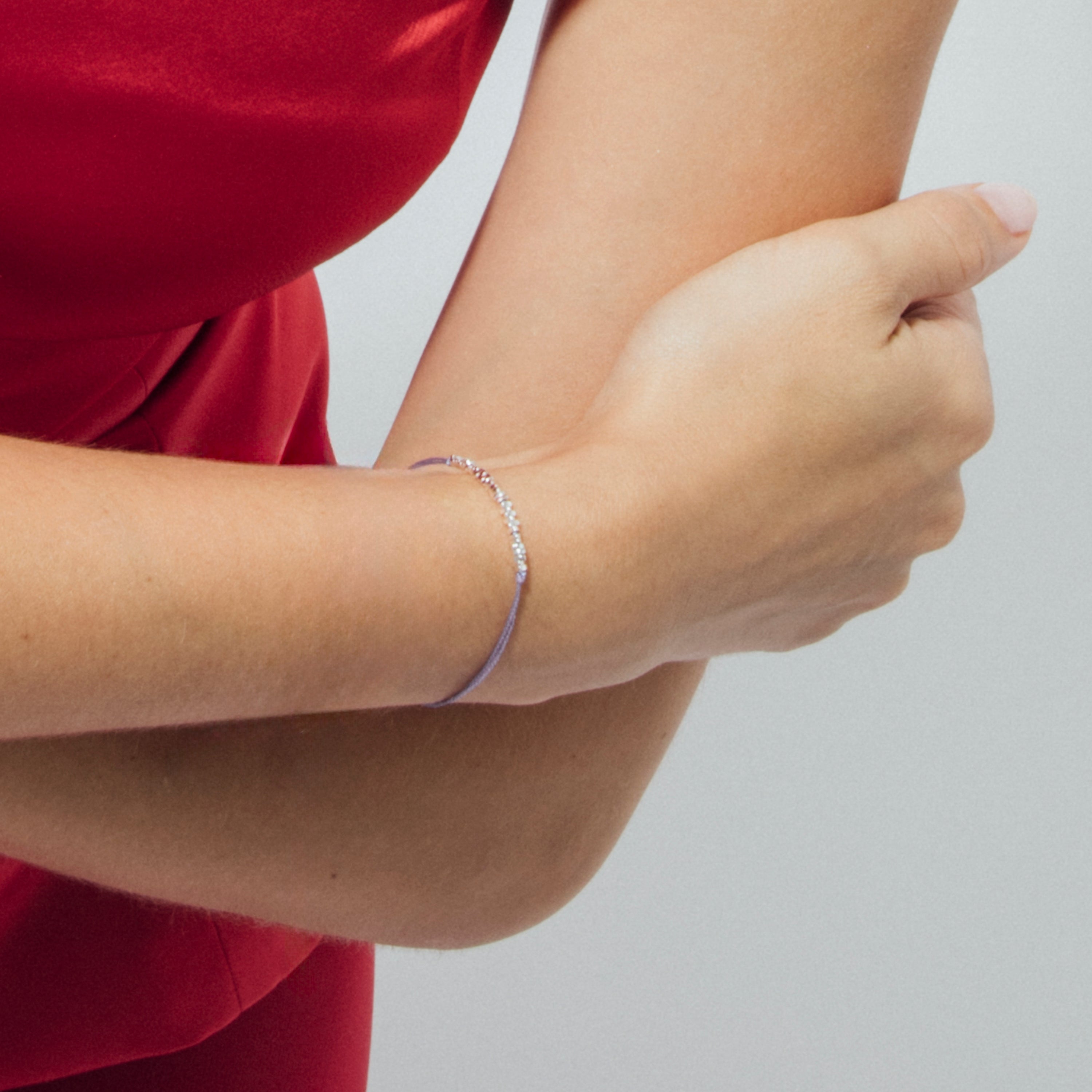 Pulsera de Algodon Morado acabado en Plata - Limley