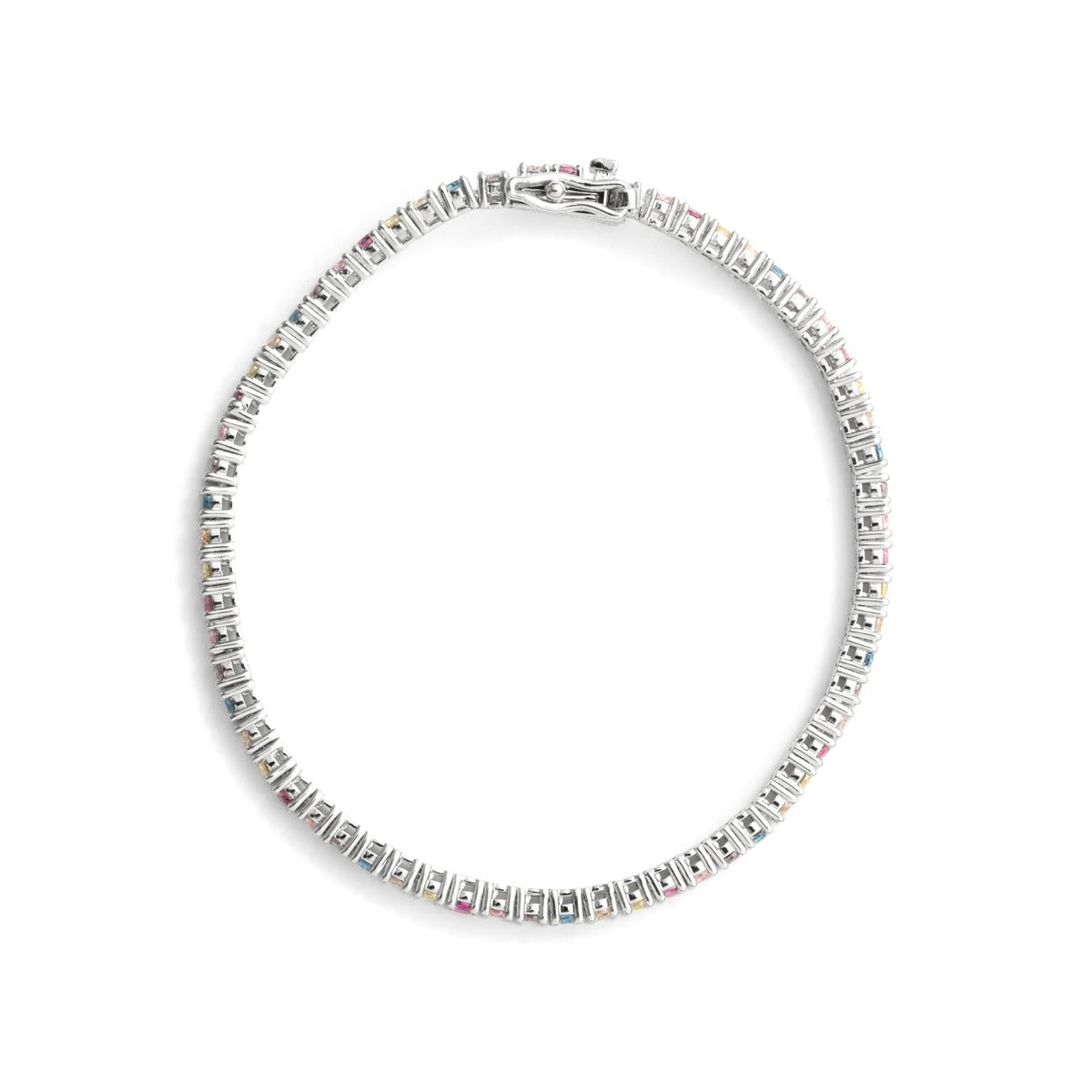 Pulsera de Circonita Multicolor Acabado En Plata - Manlor