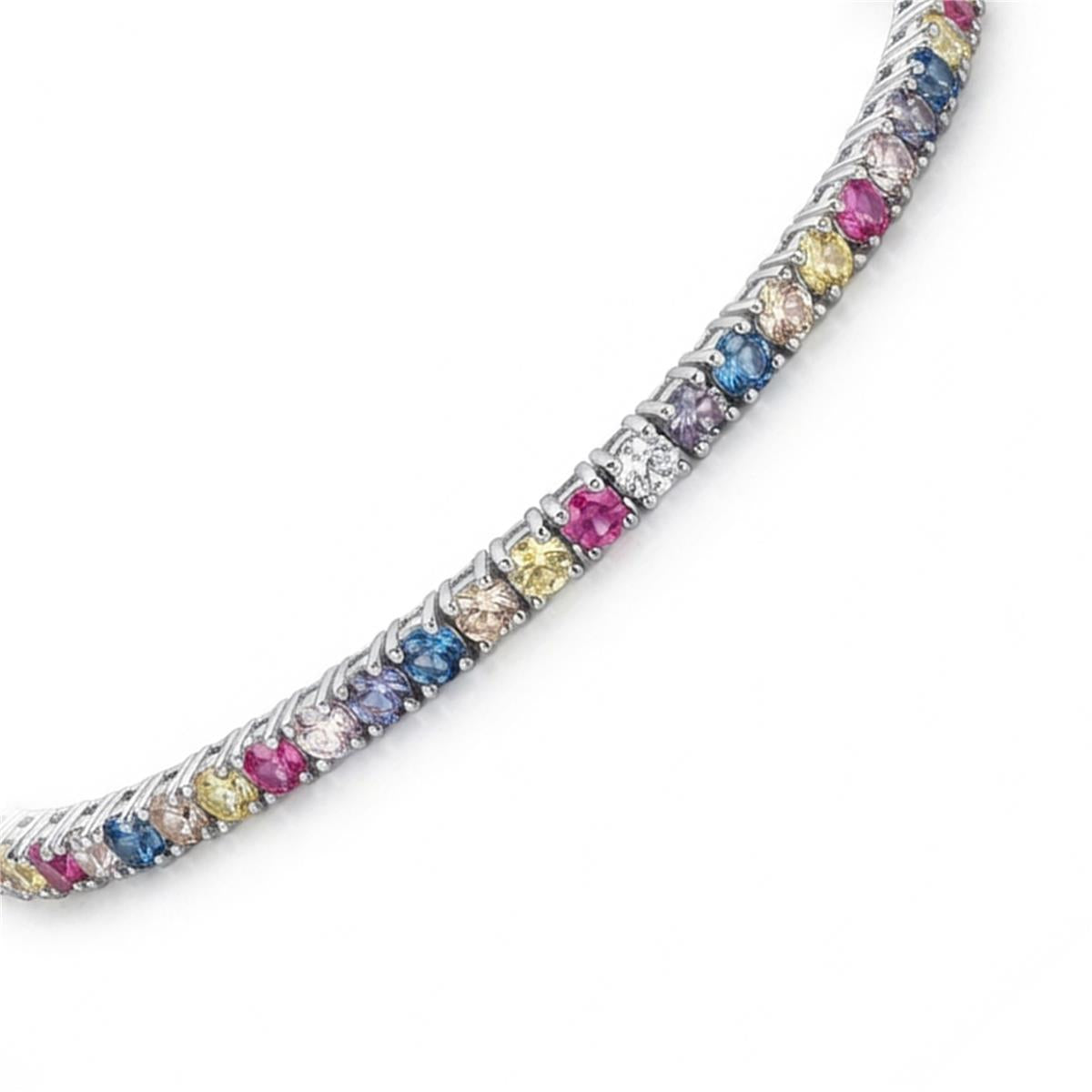 Pulsera de Circonita Multicolor Acabado En Plata - Manlor