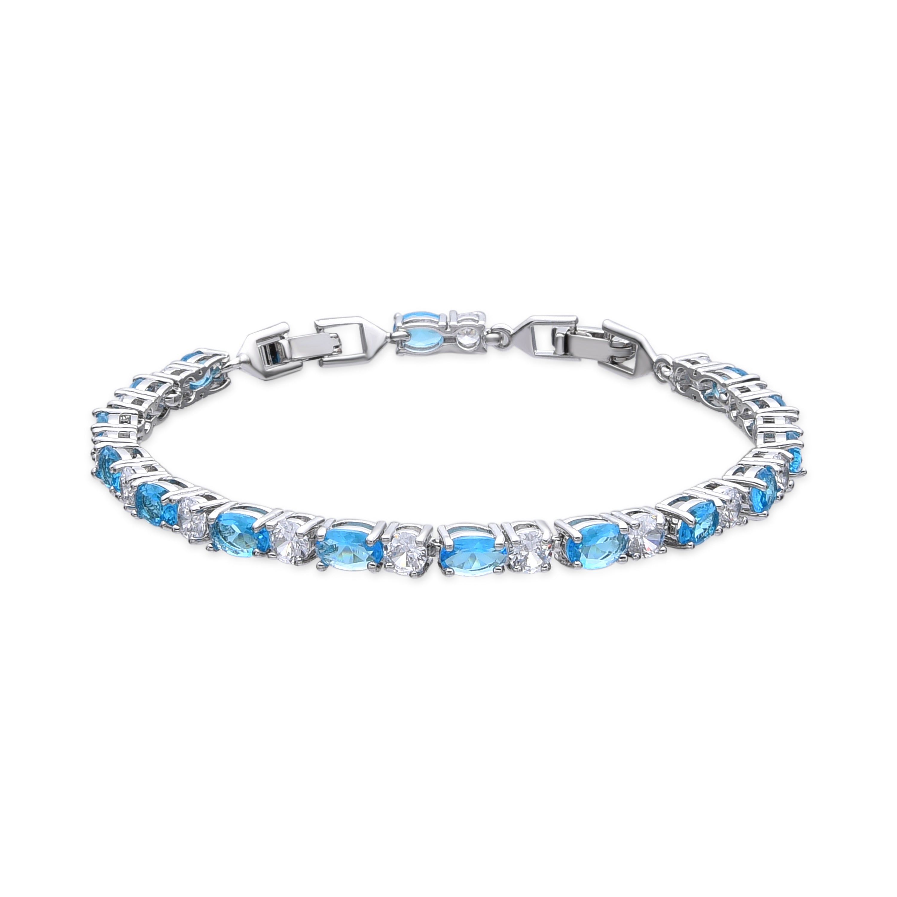 Bracelet finition argent et zirconium aigue-marine - Libsi