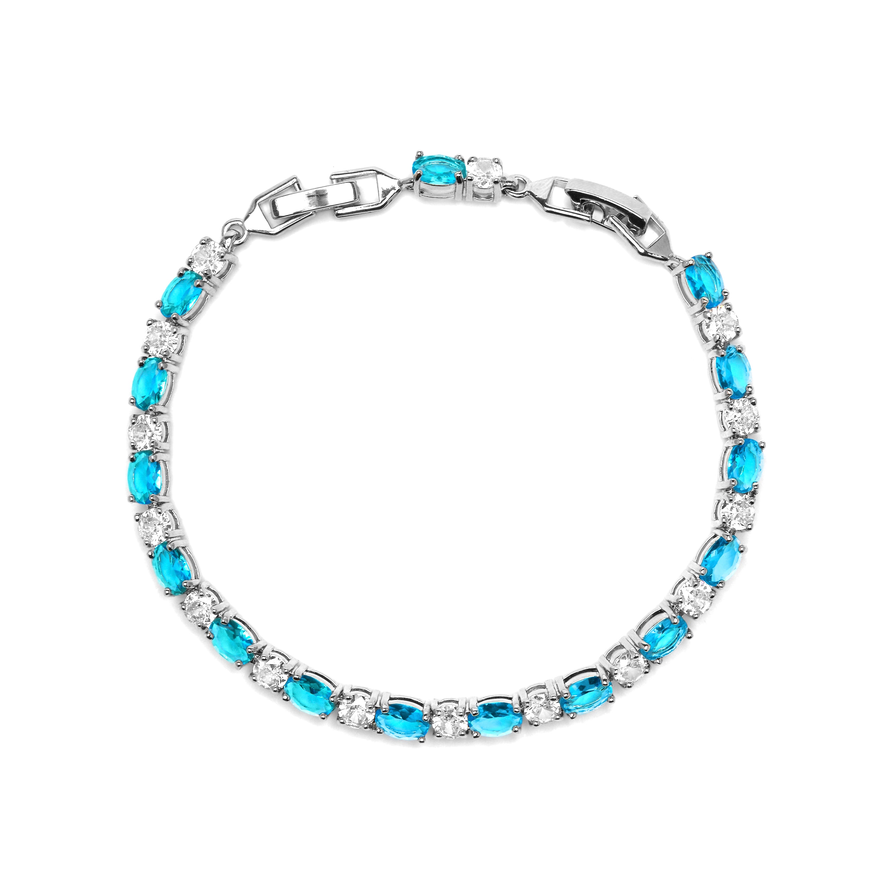 Silver finish bracelet and Aquamarine Zirconia - Libsi