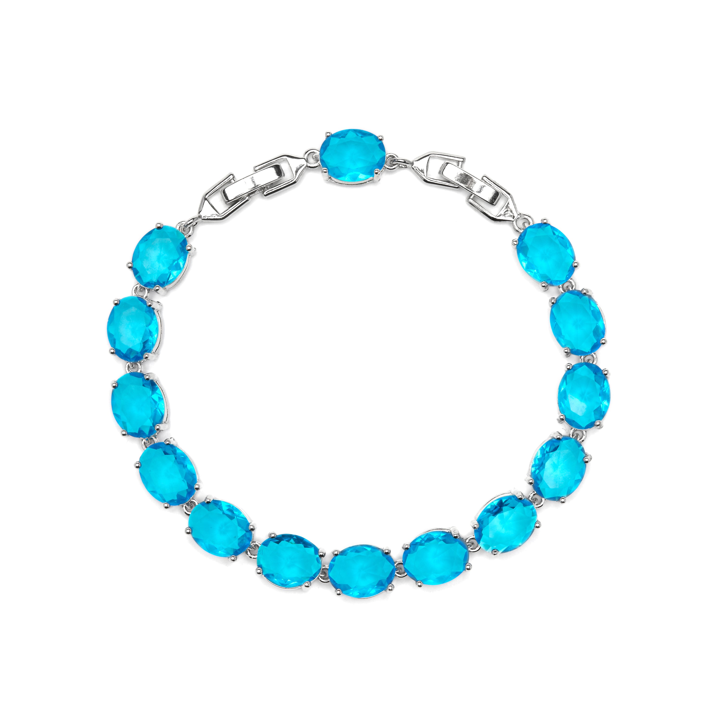 Silver finish bracelet and Aquamarine Zirconia - Nou