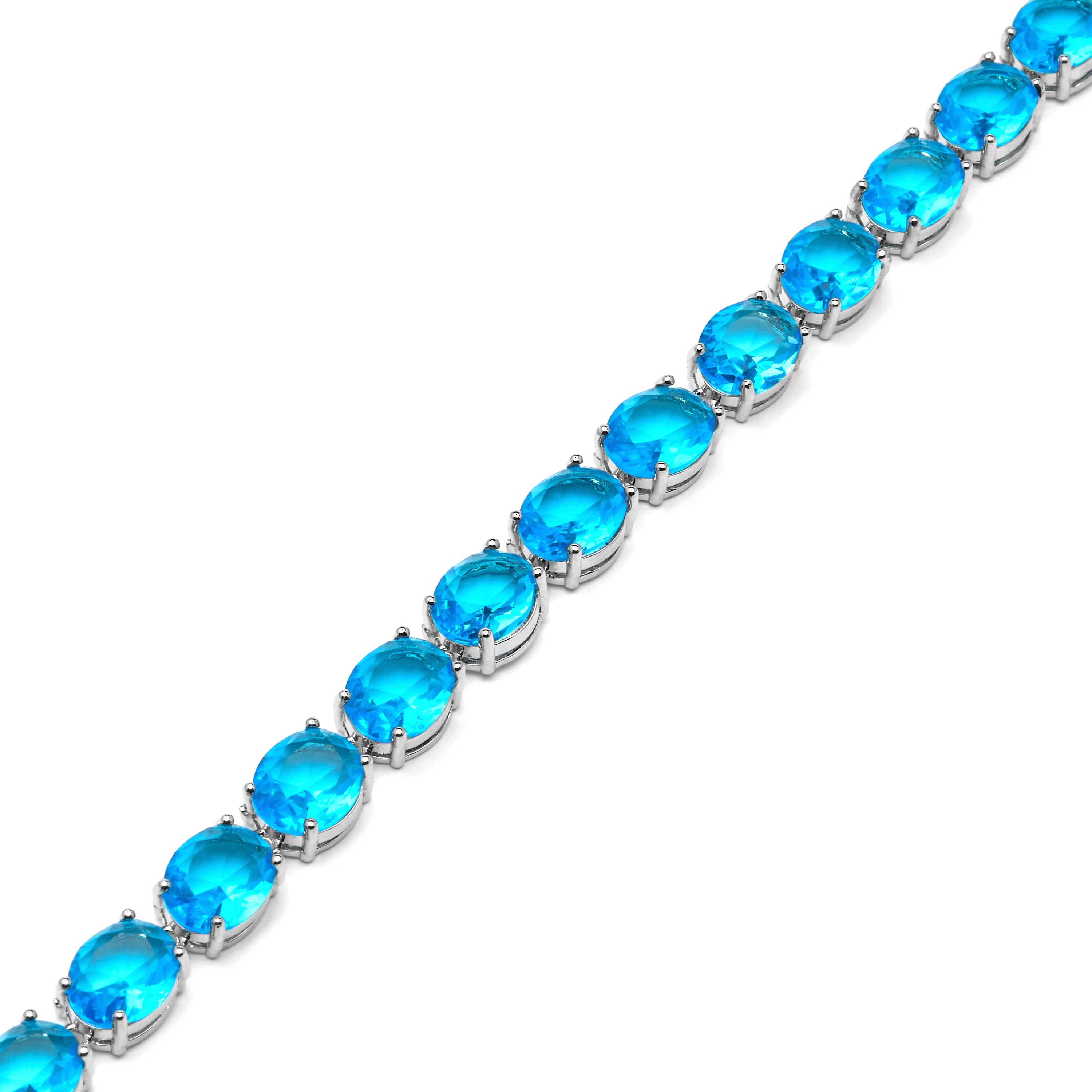 Silver finish bracelet and Aquamarine Zirconia - Nou
