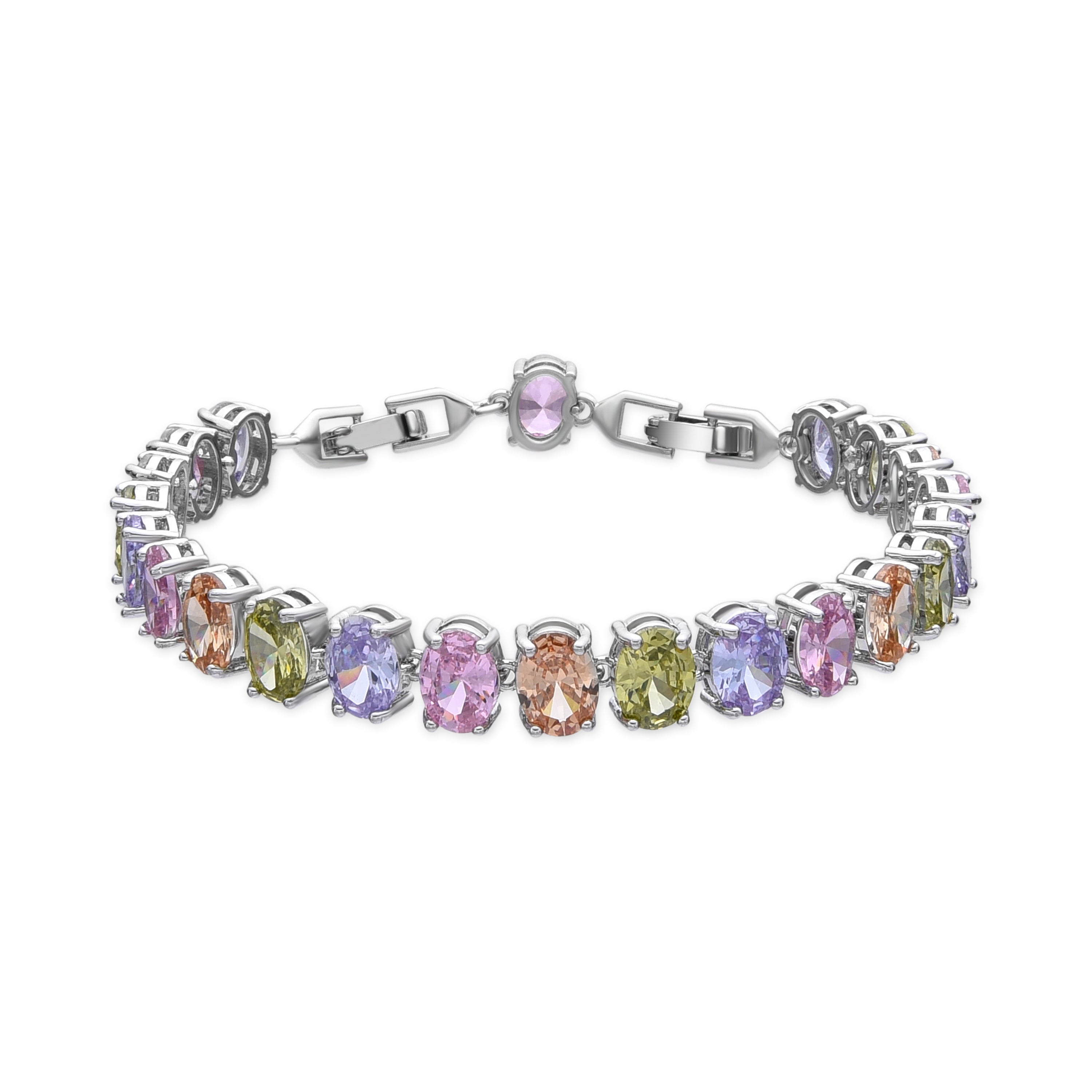 Bracelet finition argent et zircon multicolore - Raiqe