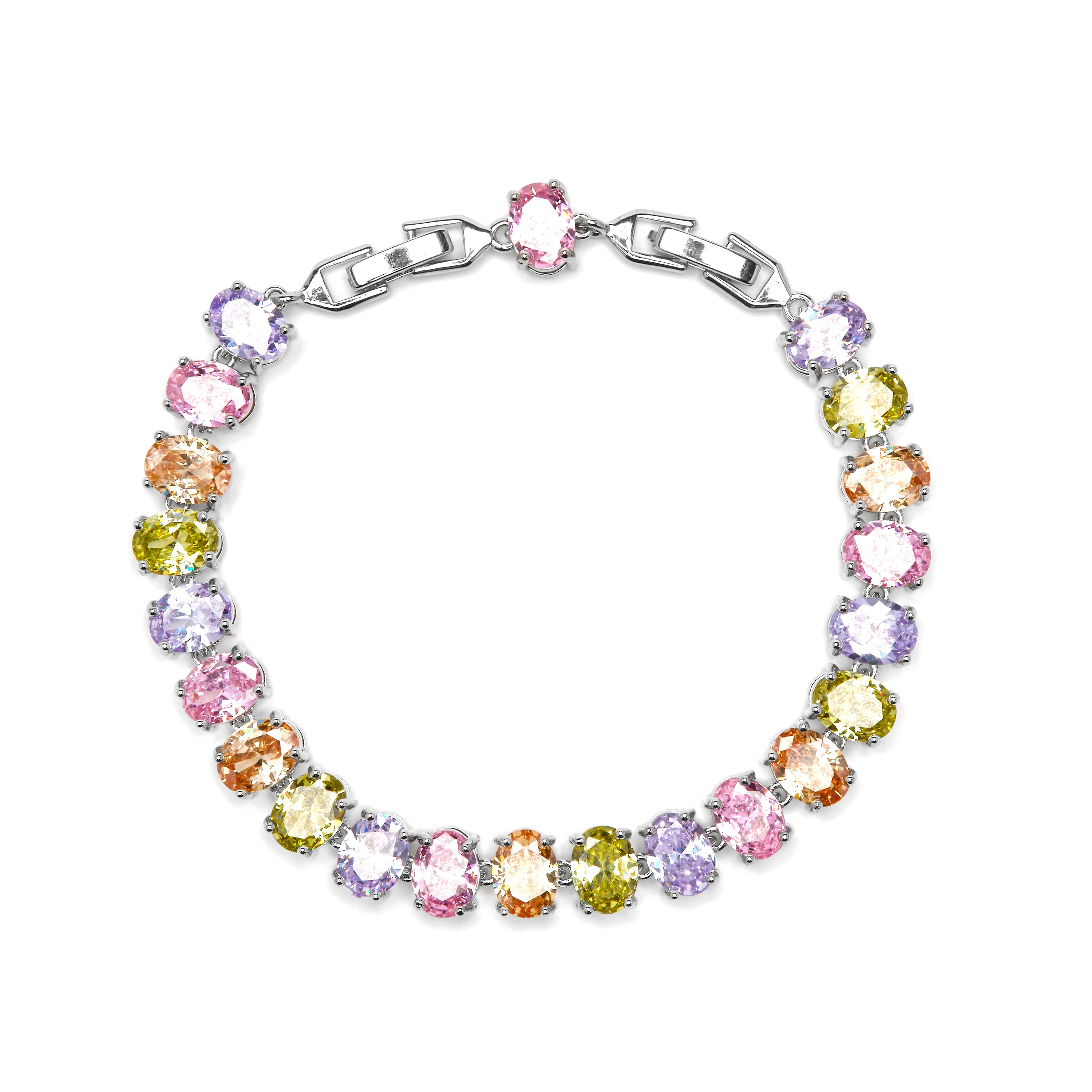 Bracelet finition argent et zircon multicolore - Raiqe