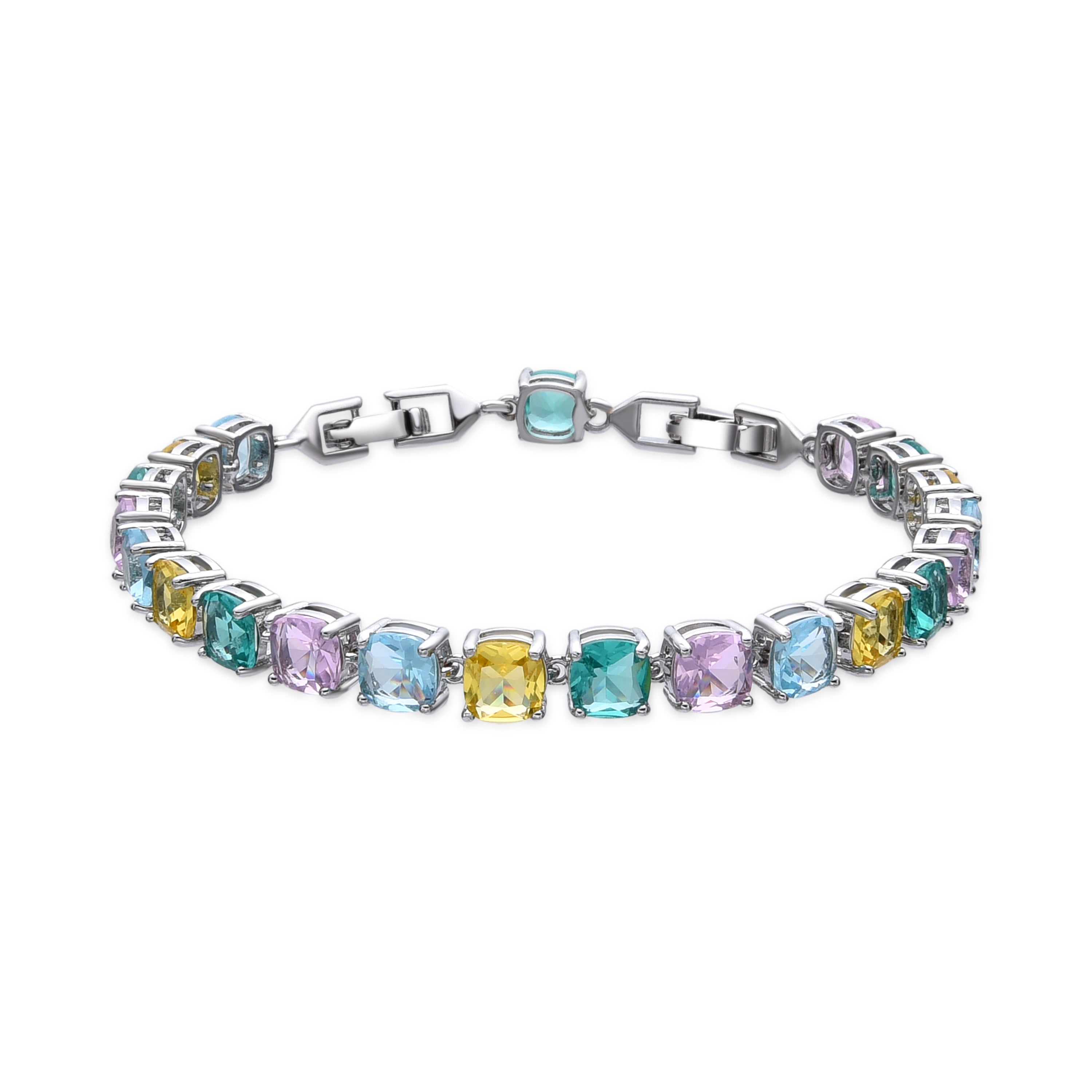 Bracelet finition argent et zircon multicolore - Dow