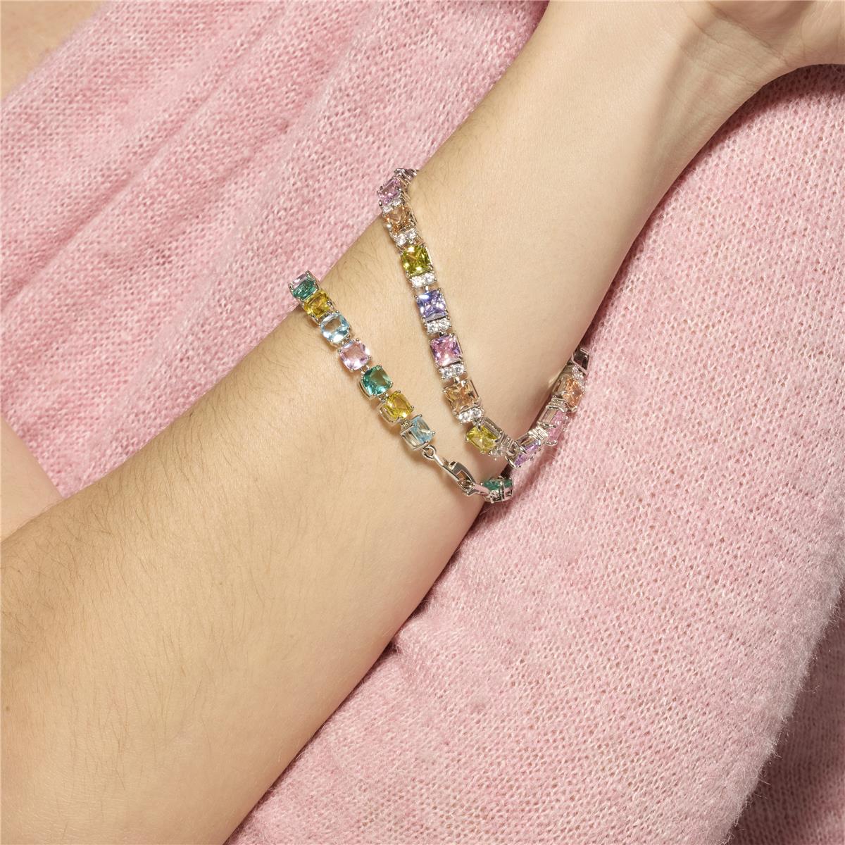 Pulsera acabado plata y Circonita Multicolor - Dow