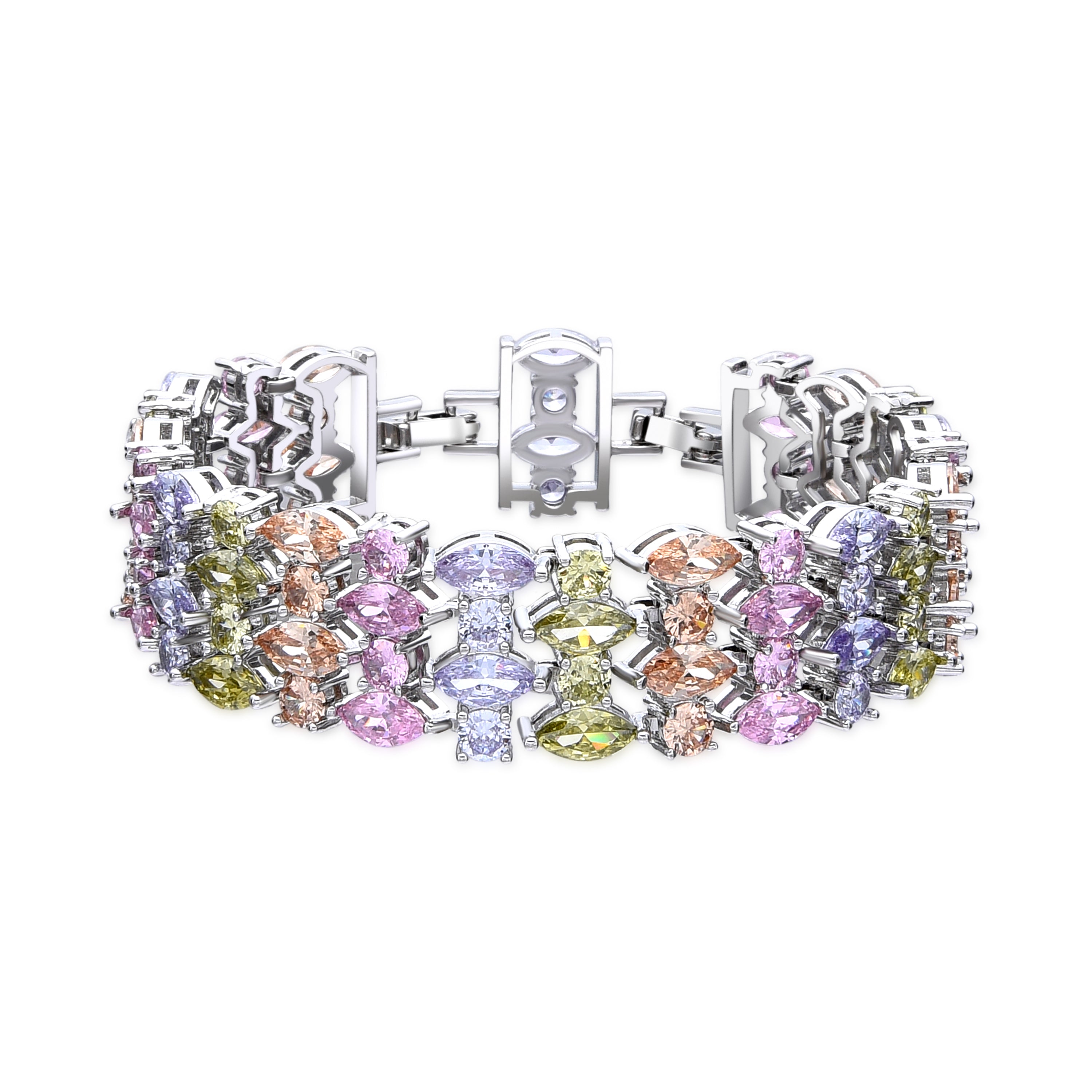 Braccialetto finitura argento e zircone multicolore - Hizuli