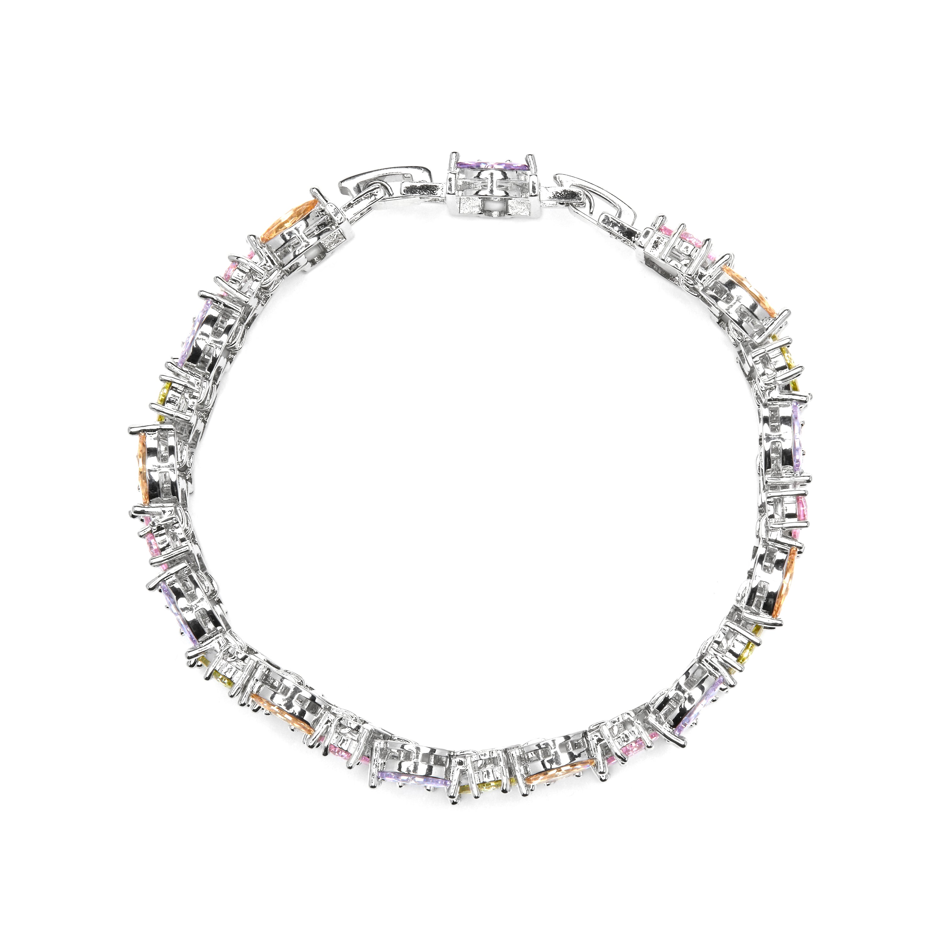 Pulsera acabado plata y Circonita Multicolor - Hizuli