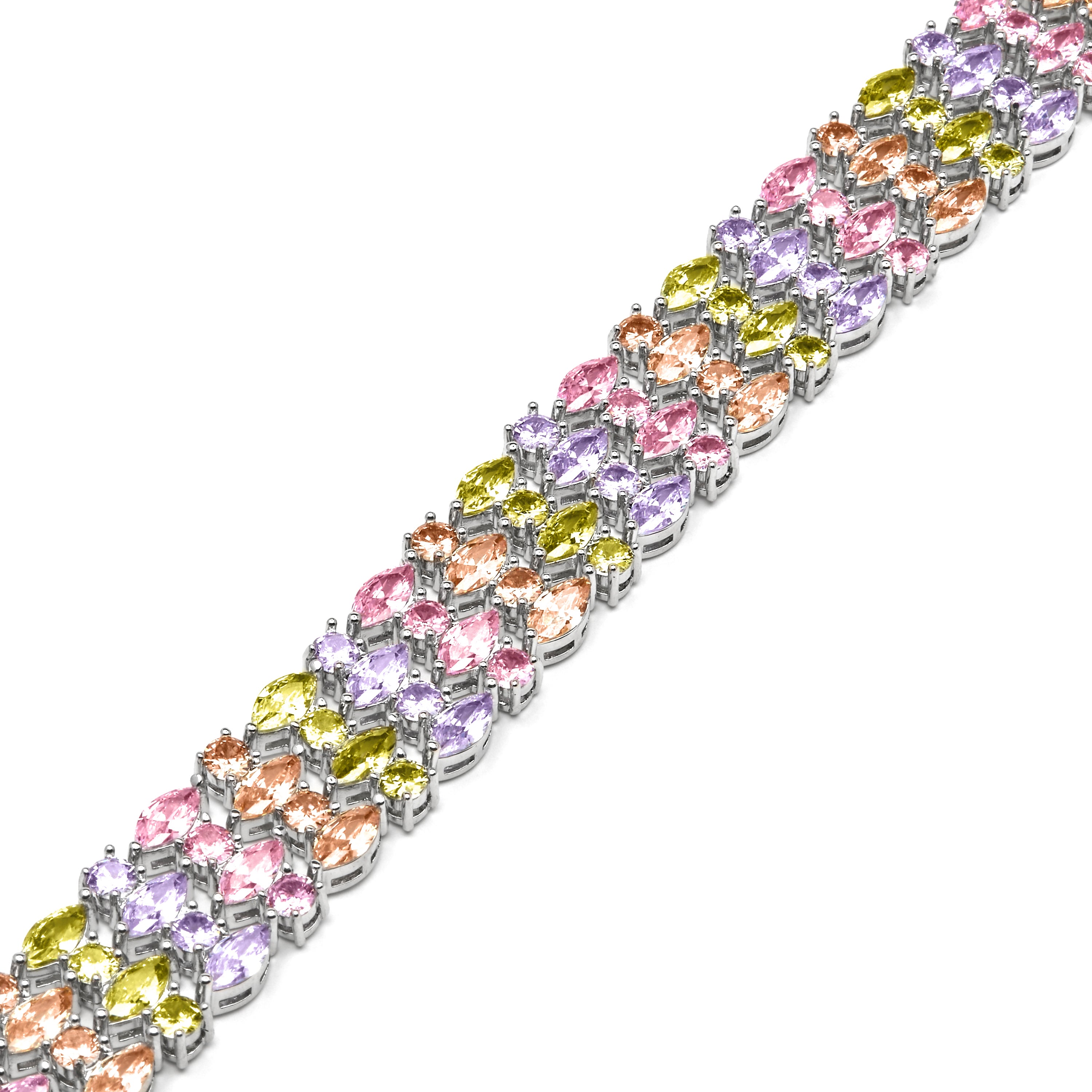 Pulsera acabado plata y Circonita Multicolor - Hizuli