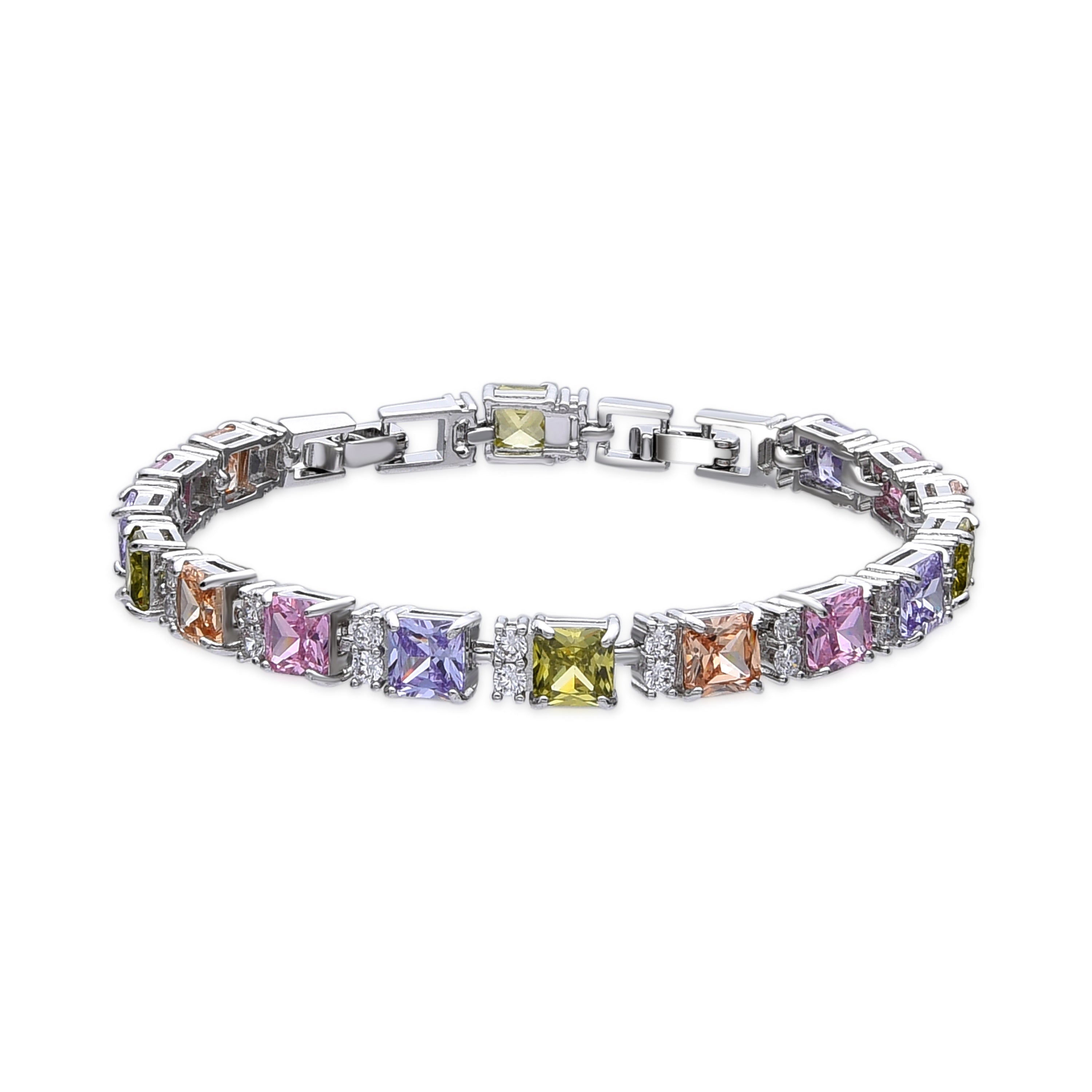 Bracciale finitura argento e zircone multicolore - Lita