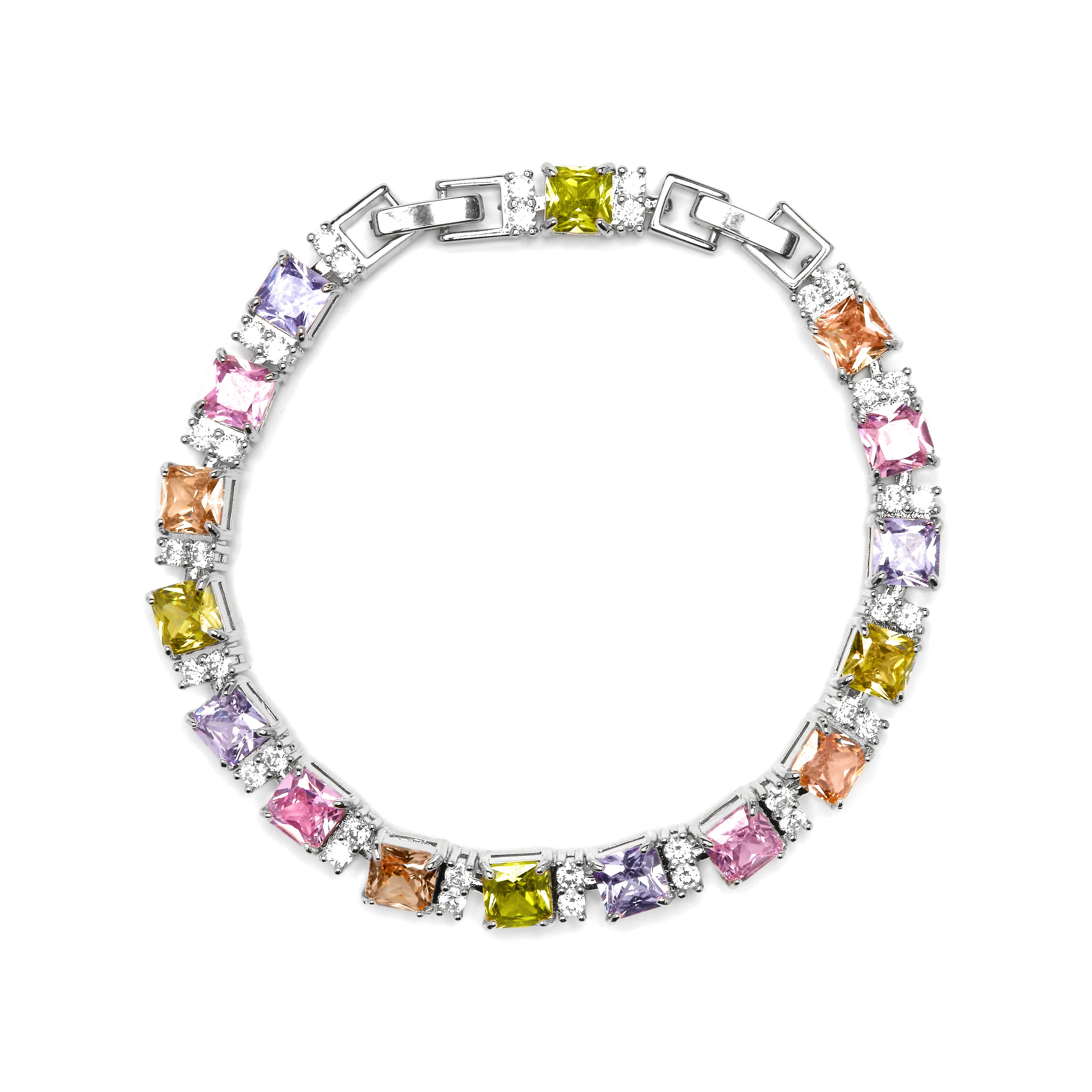Bracciale finitura argento e zircone multicolore - Lita
