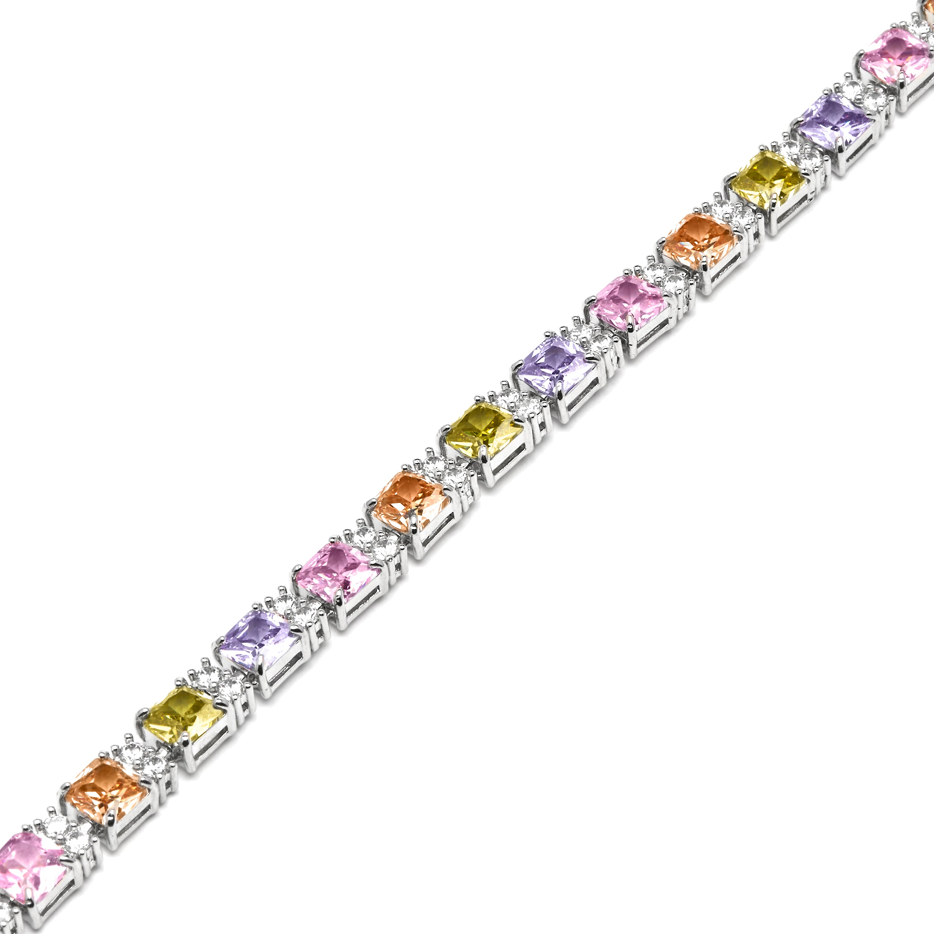 Bracciale finitura argento e zircone multicolore - Lita