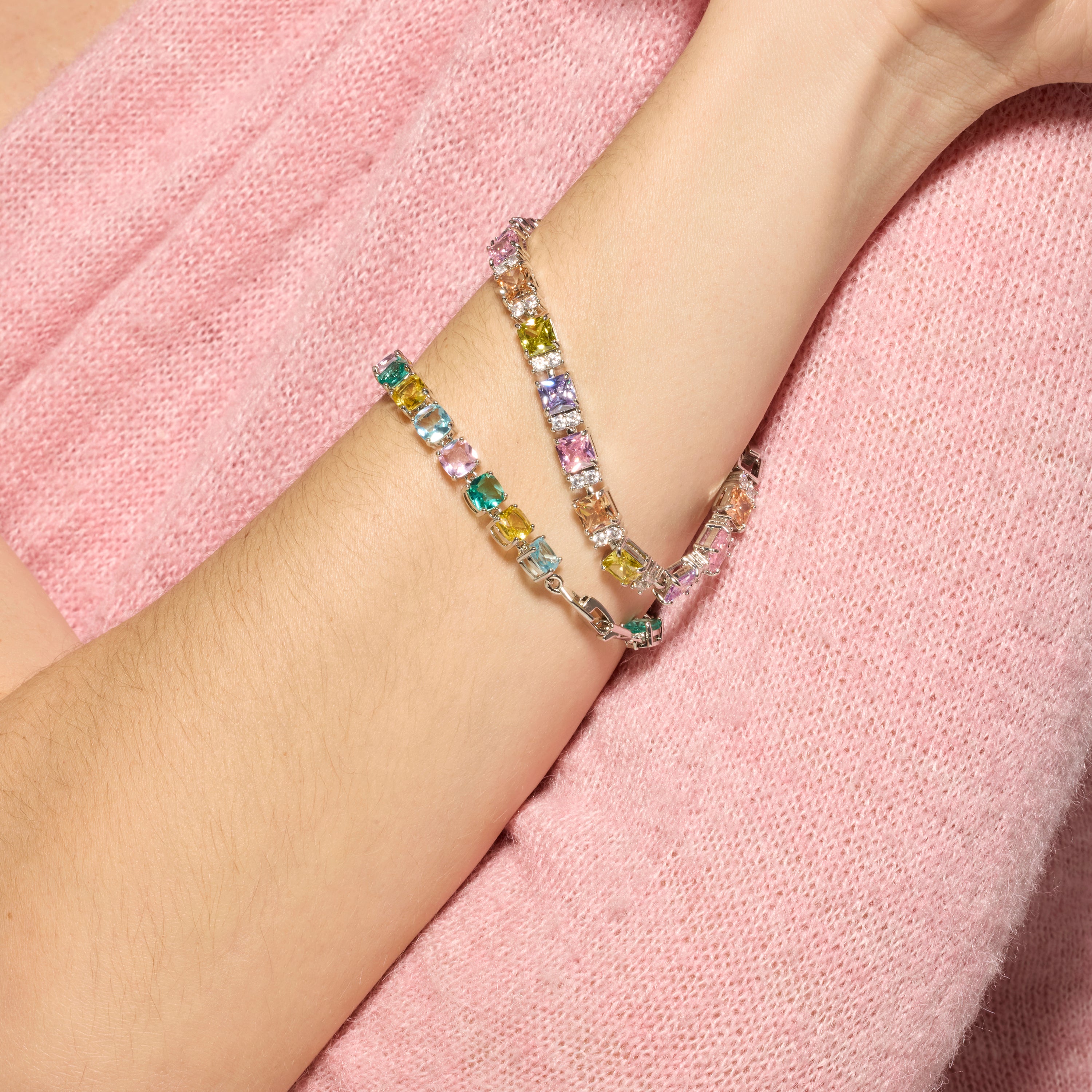 Bracciale finitura argento e zircone multicolore - Lita
