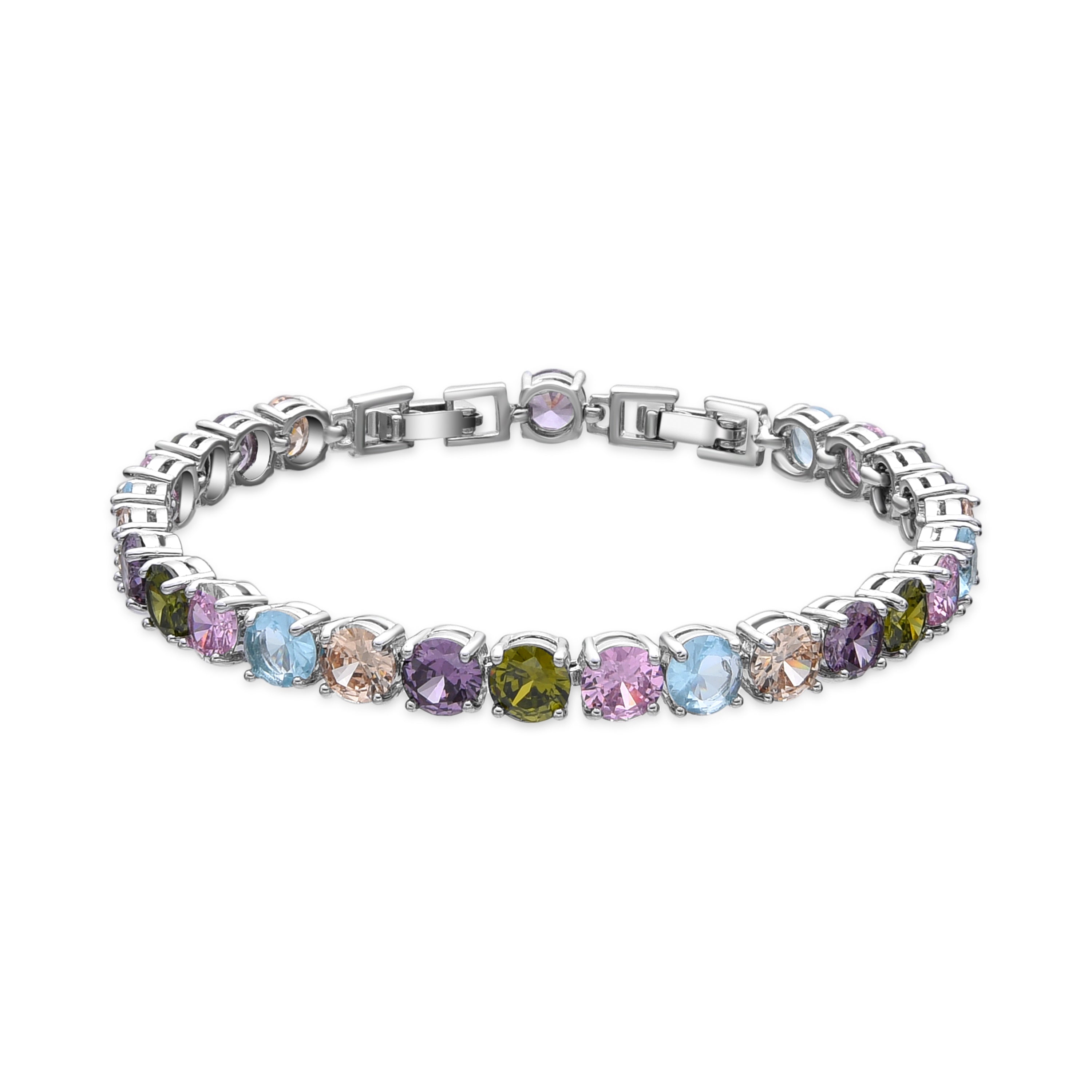 Bracelet finition argent et zircon multicolore - Reyat