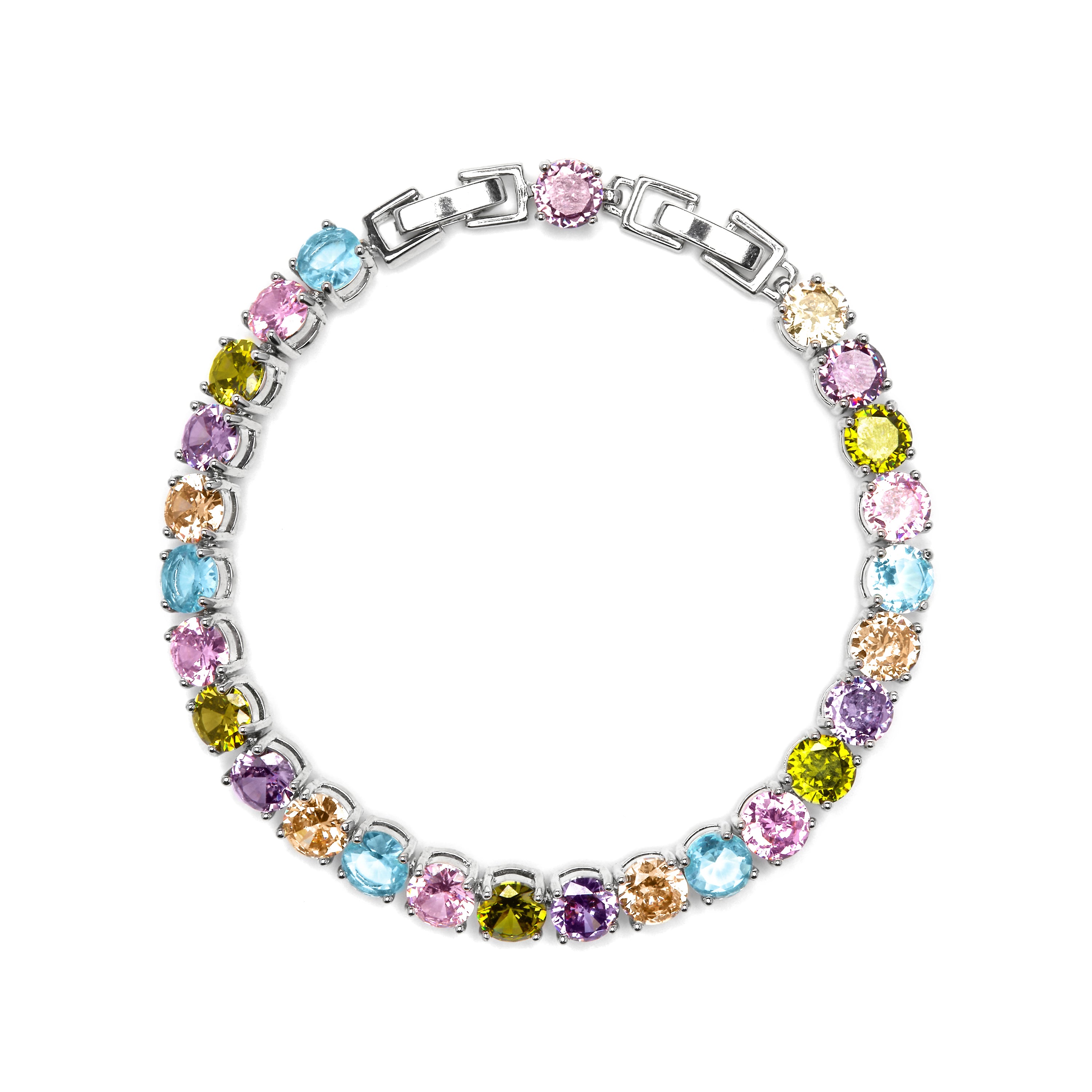 Pulsera acabado plata y Circonita Multicolor - Reyat