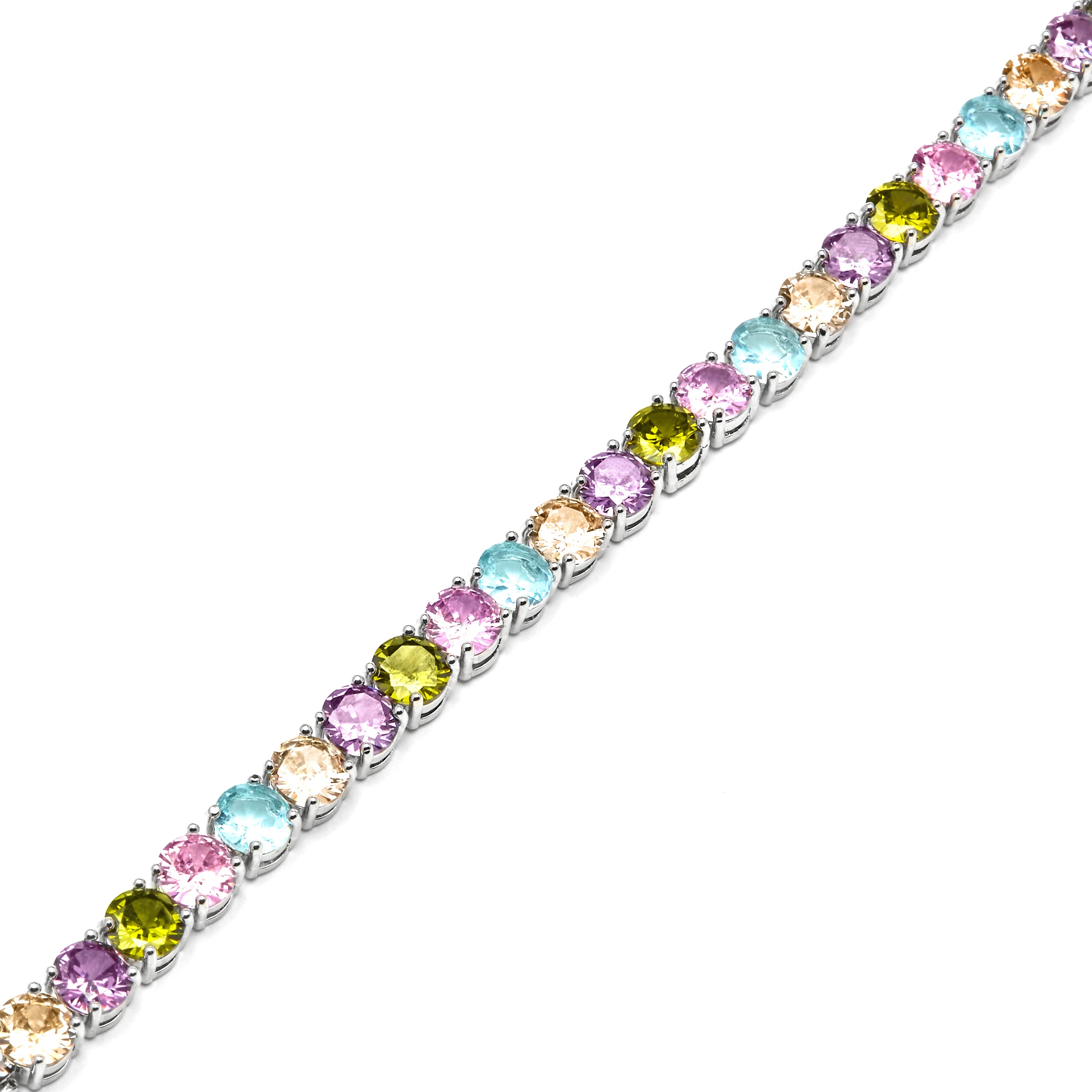 Pulsera acabado plata y Circonita Multicolor - Reyat