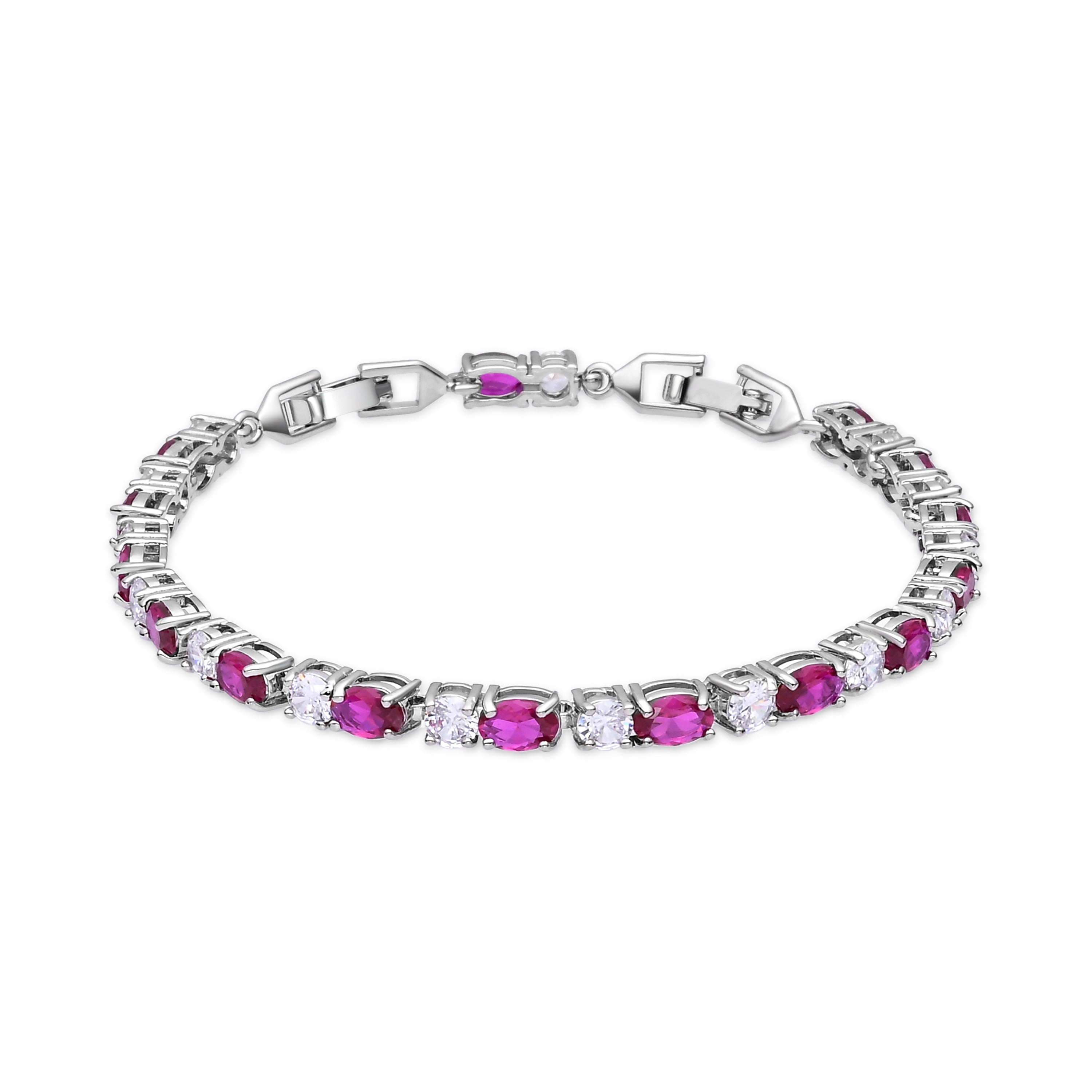 Pulsera de Circonita Rubí acabado en rodio - Misze