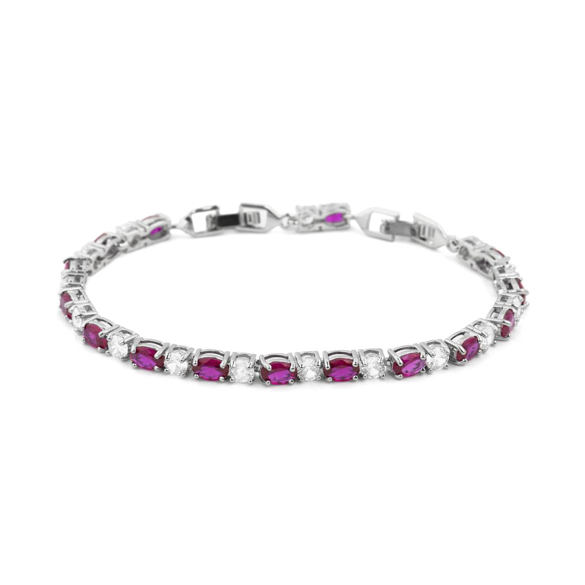 Pulsera de Circonita Rubí acabado en rodio - Misze