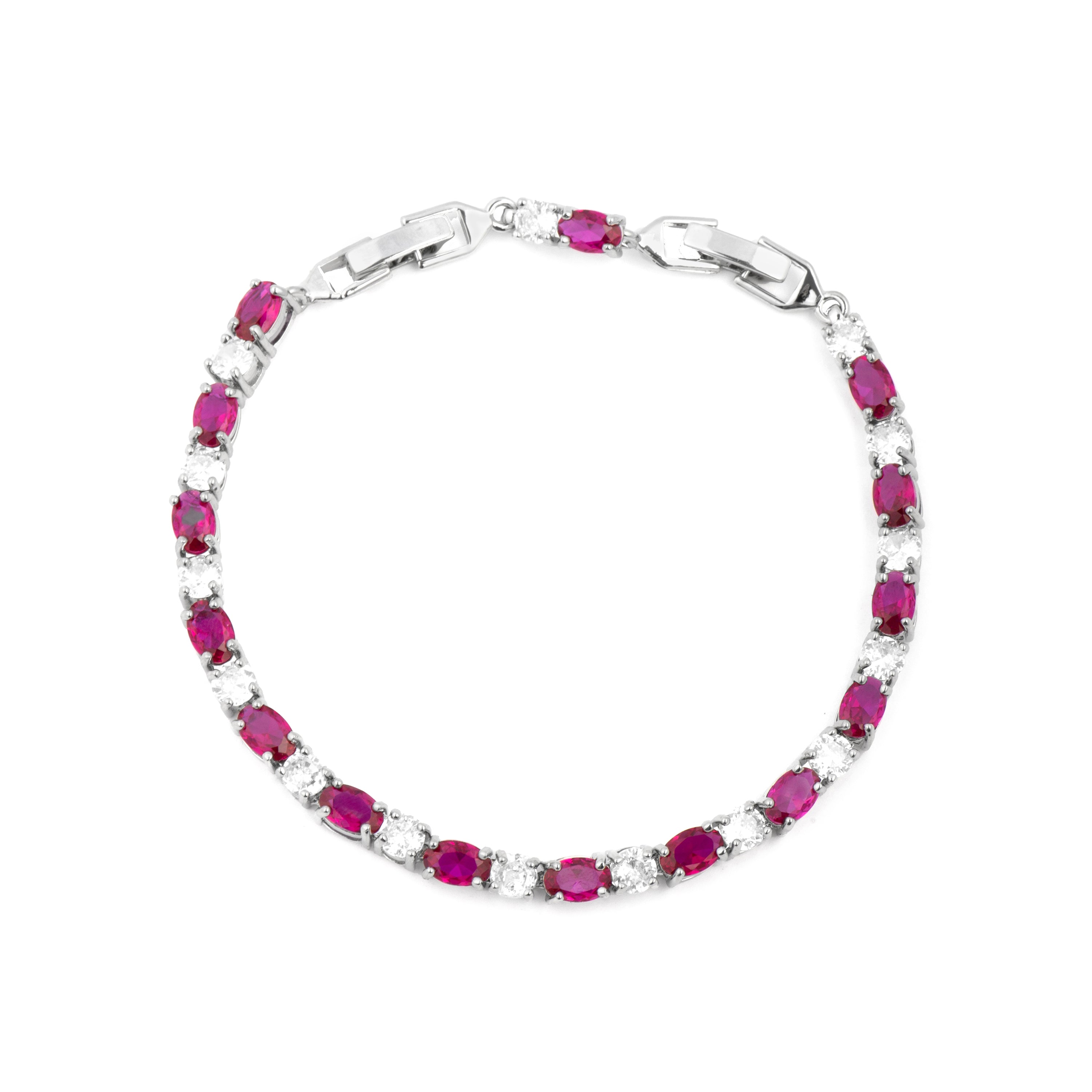 Bracelet en zircon rubis finition rhodium - Misze
