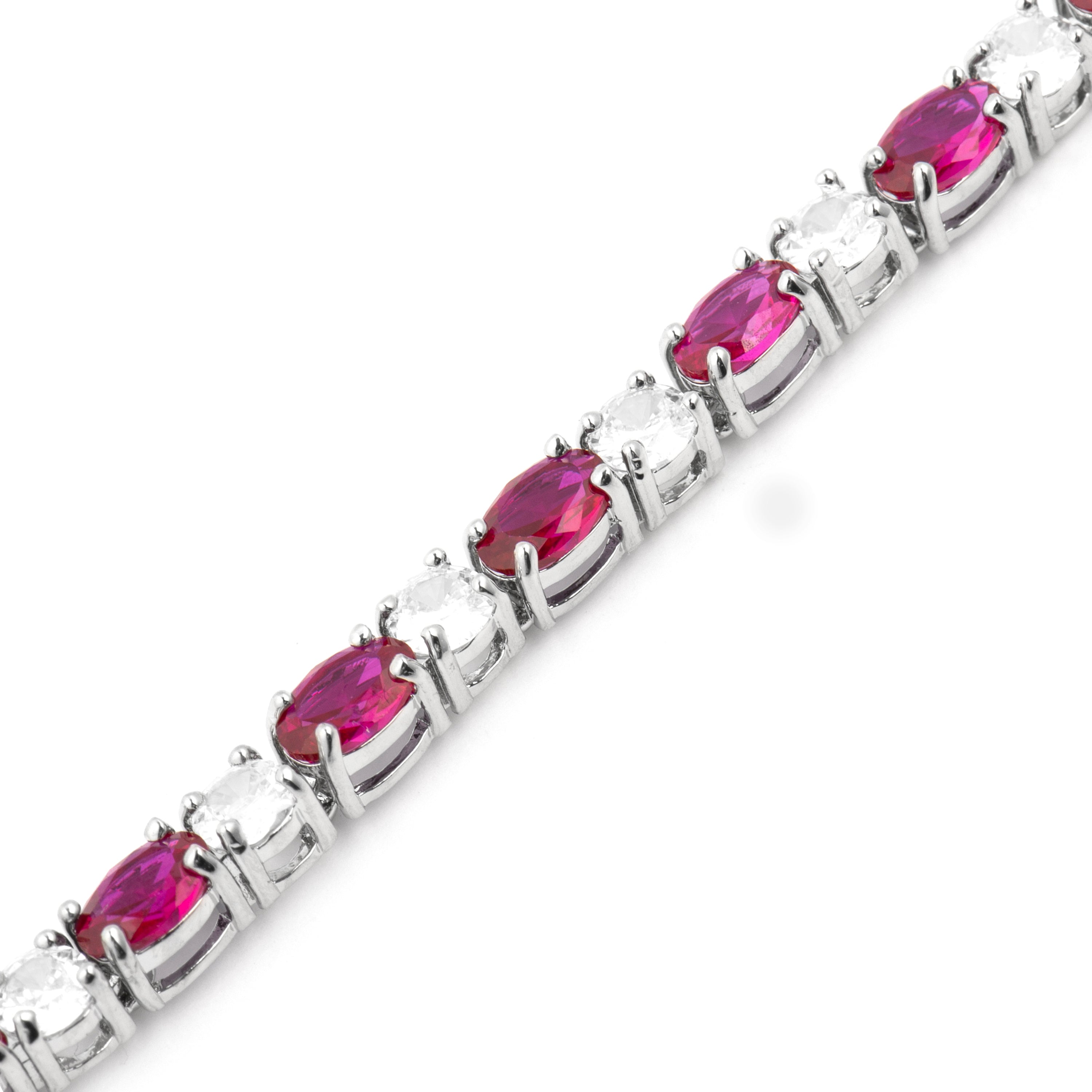 Bracelet en zircon rubis finition rhodium - Misze