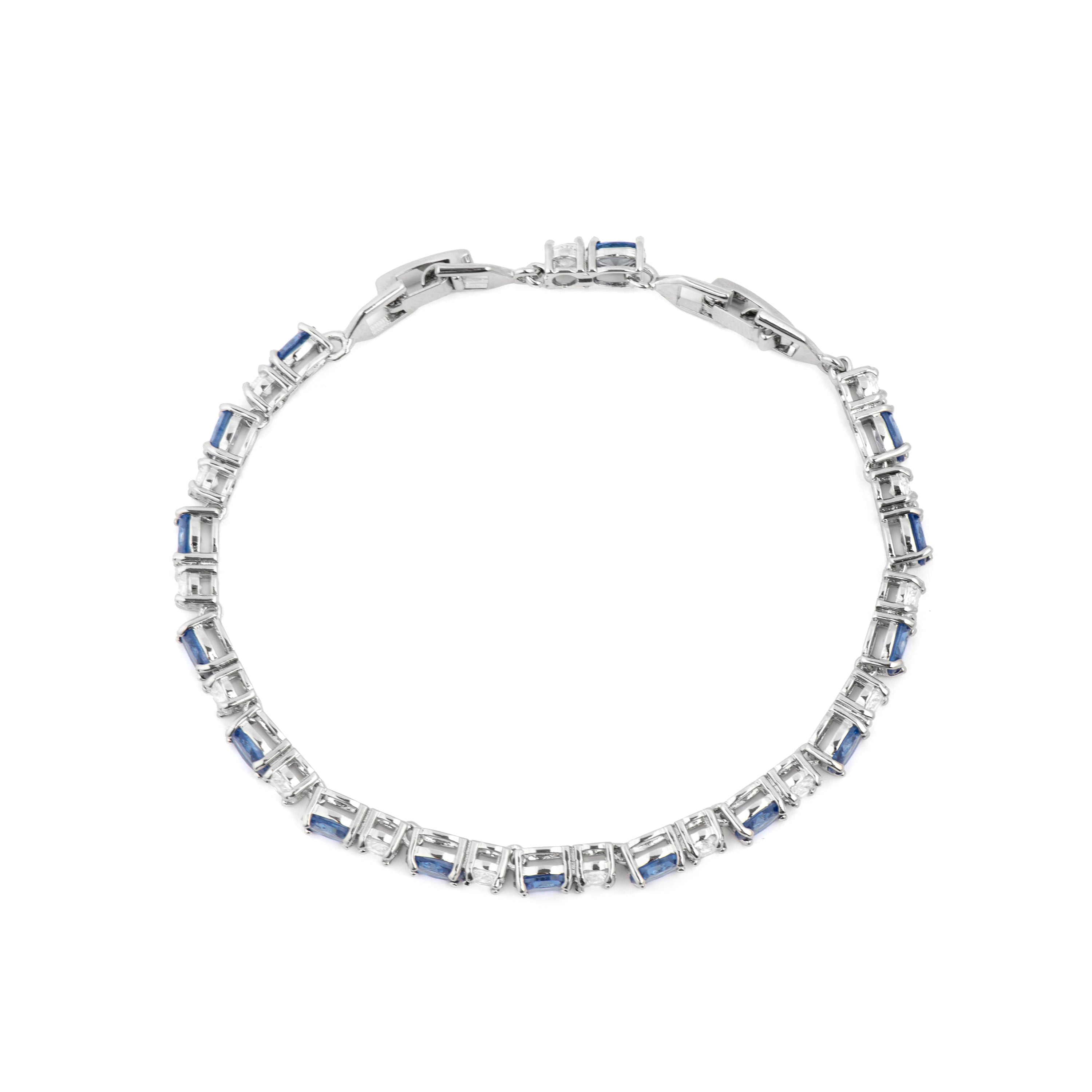 Tanzanite Cubic Zirconia Bracelet with Rhodium Finish - Misze