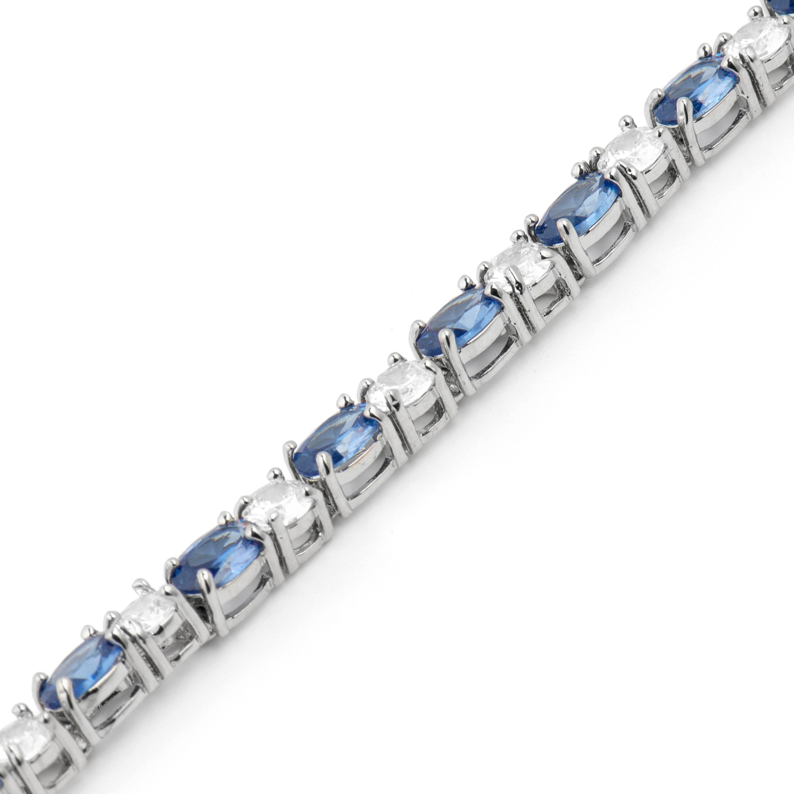 Tanzanite Cubic Zirconia Bracelet with Rhodium Finish - Misze