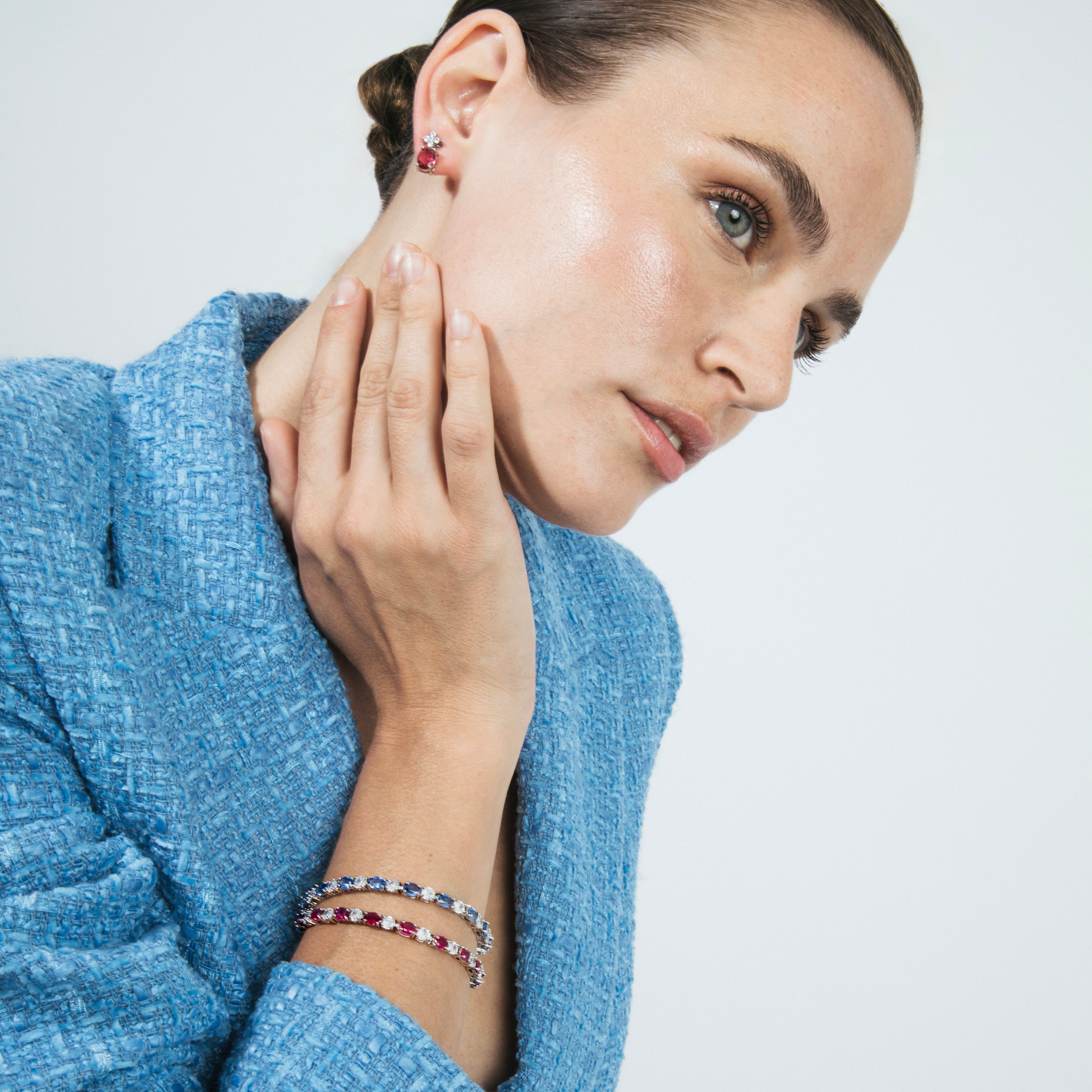 Pulsera de Circonita Tanzanita acabado en rodio - Misze