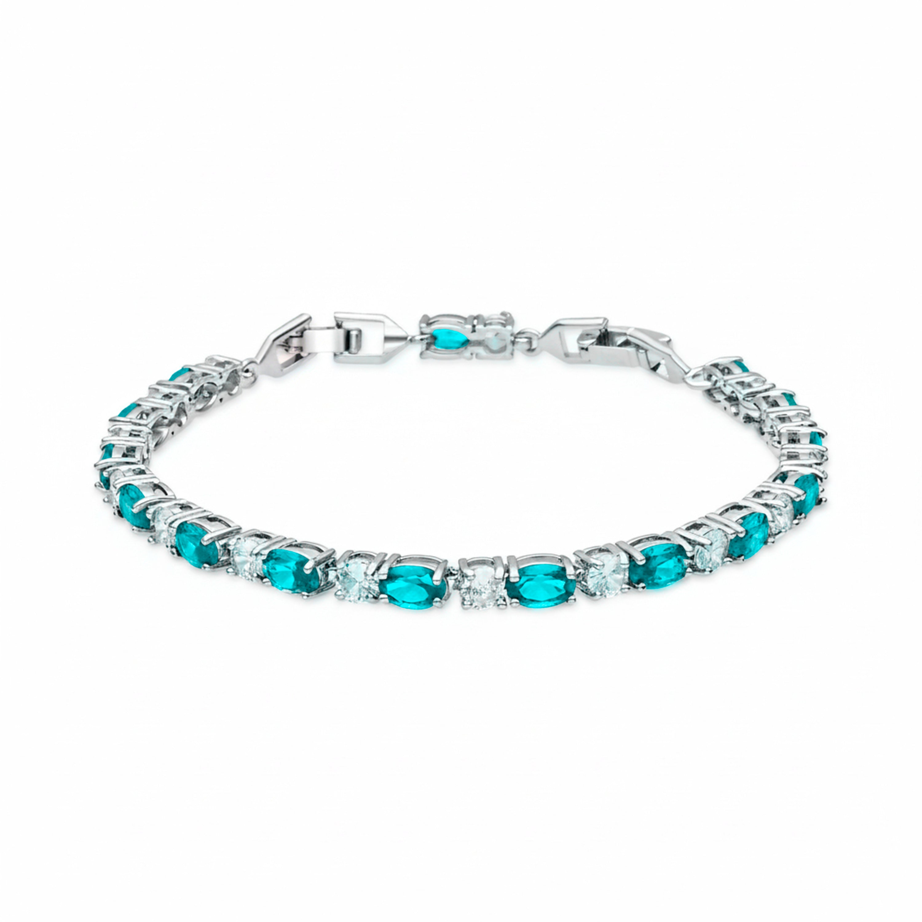 Pulsera de Cuarzo Hidrotermal Verde Paraiba acabado en rodio - Manlor