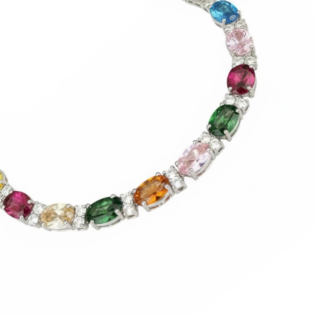 Bracciale con zirconi multicolore finitura in rodio - Kaime