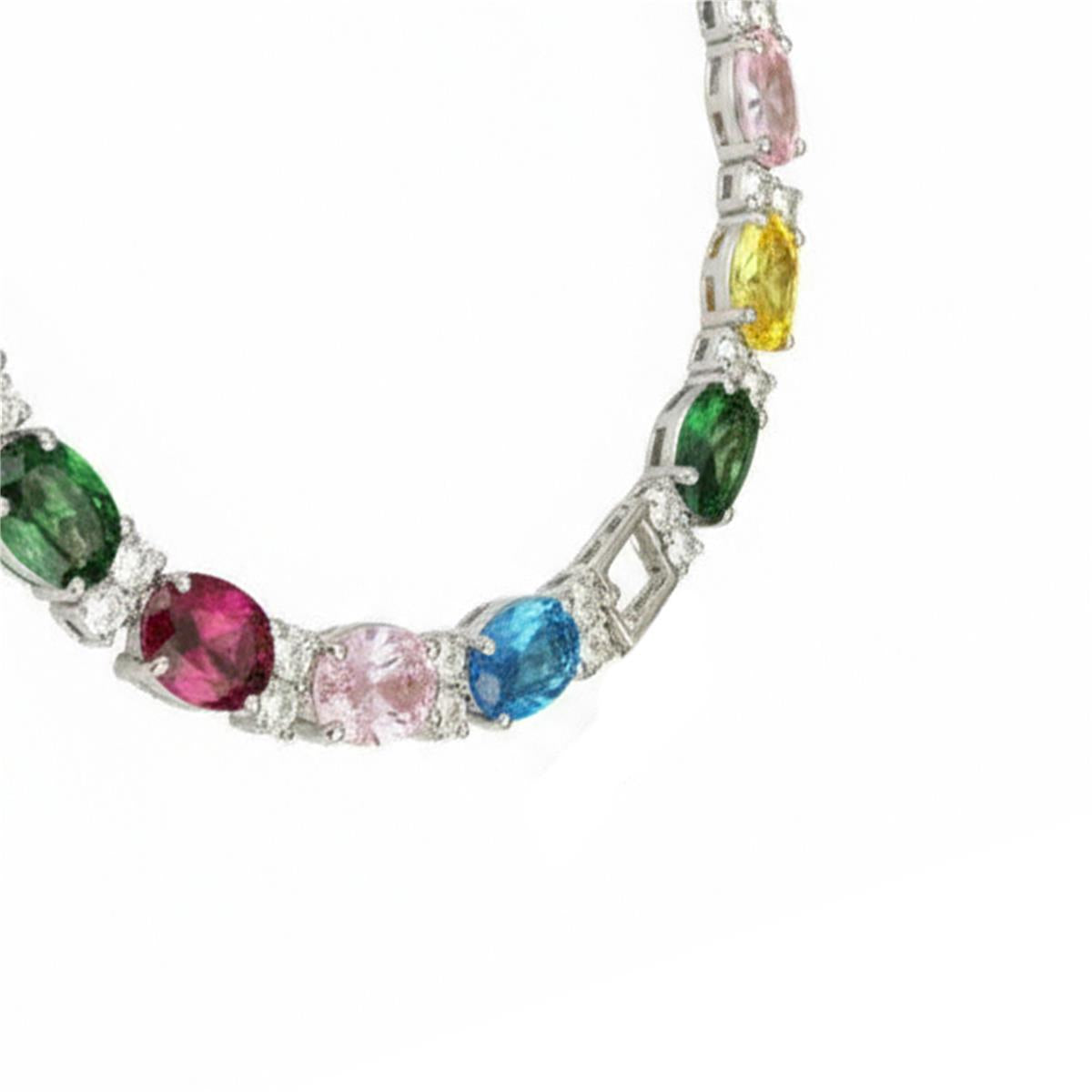 Bracciale con zirconi multicolore finitura in rodio - Kaime