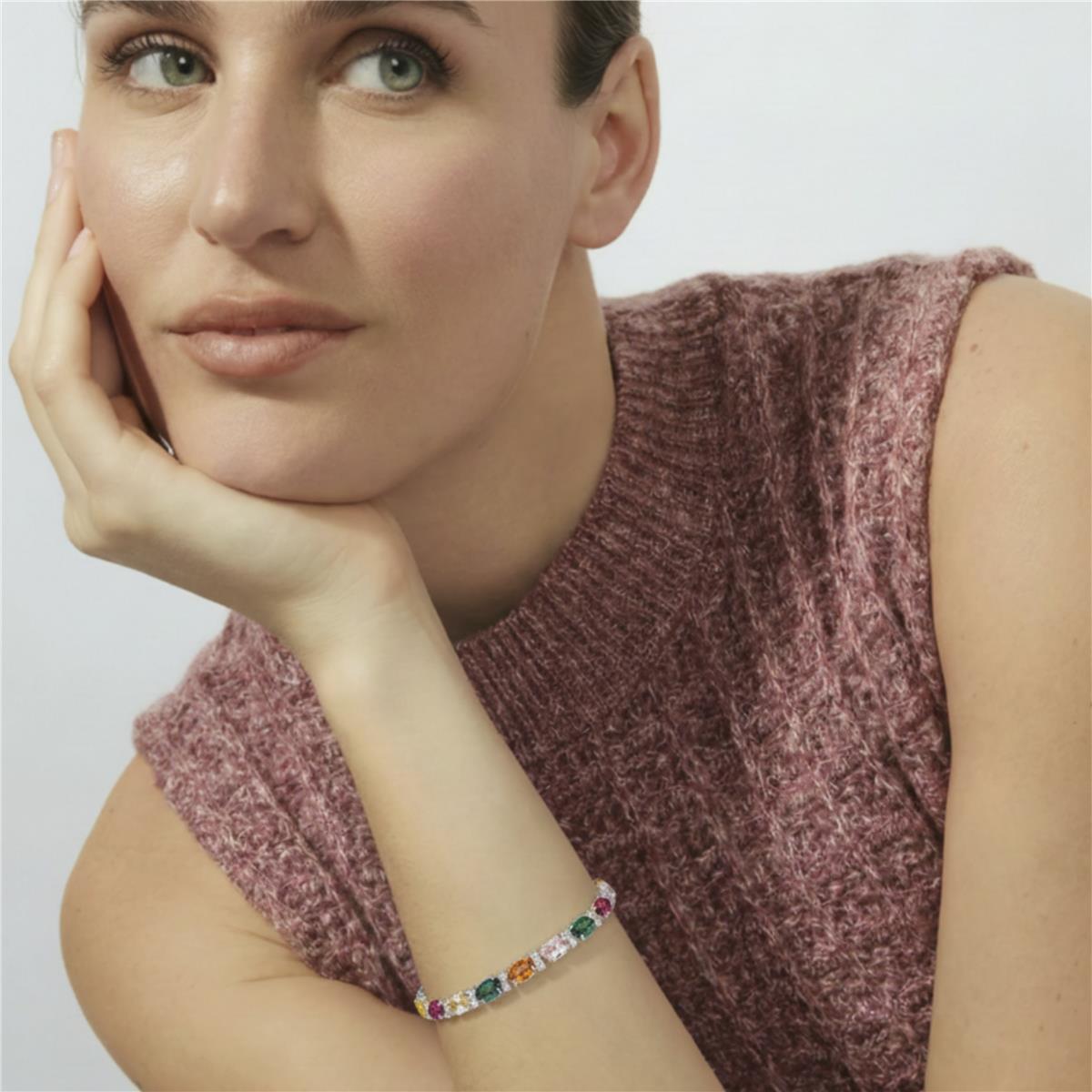 Bracelet en zircon multicolore finition rhodium - Kaime