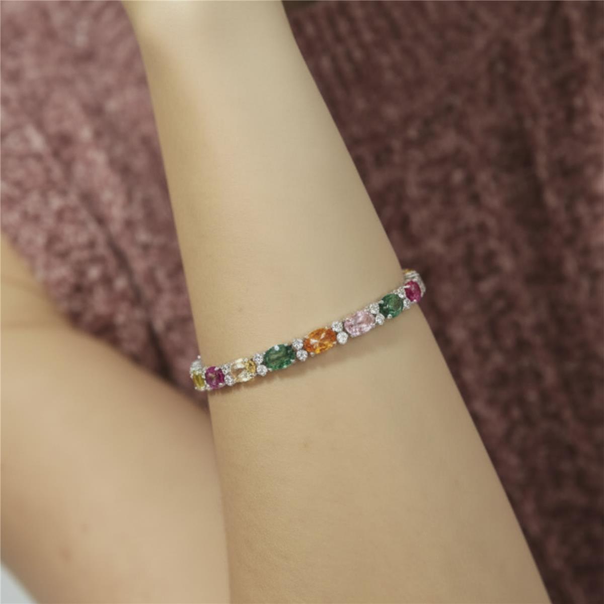 Bracciale con zirconi multicolore finitura in rodio - Kaime