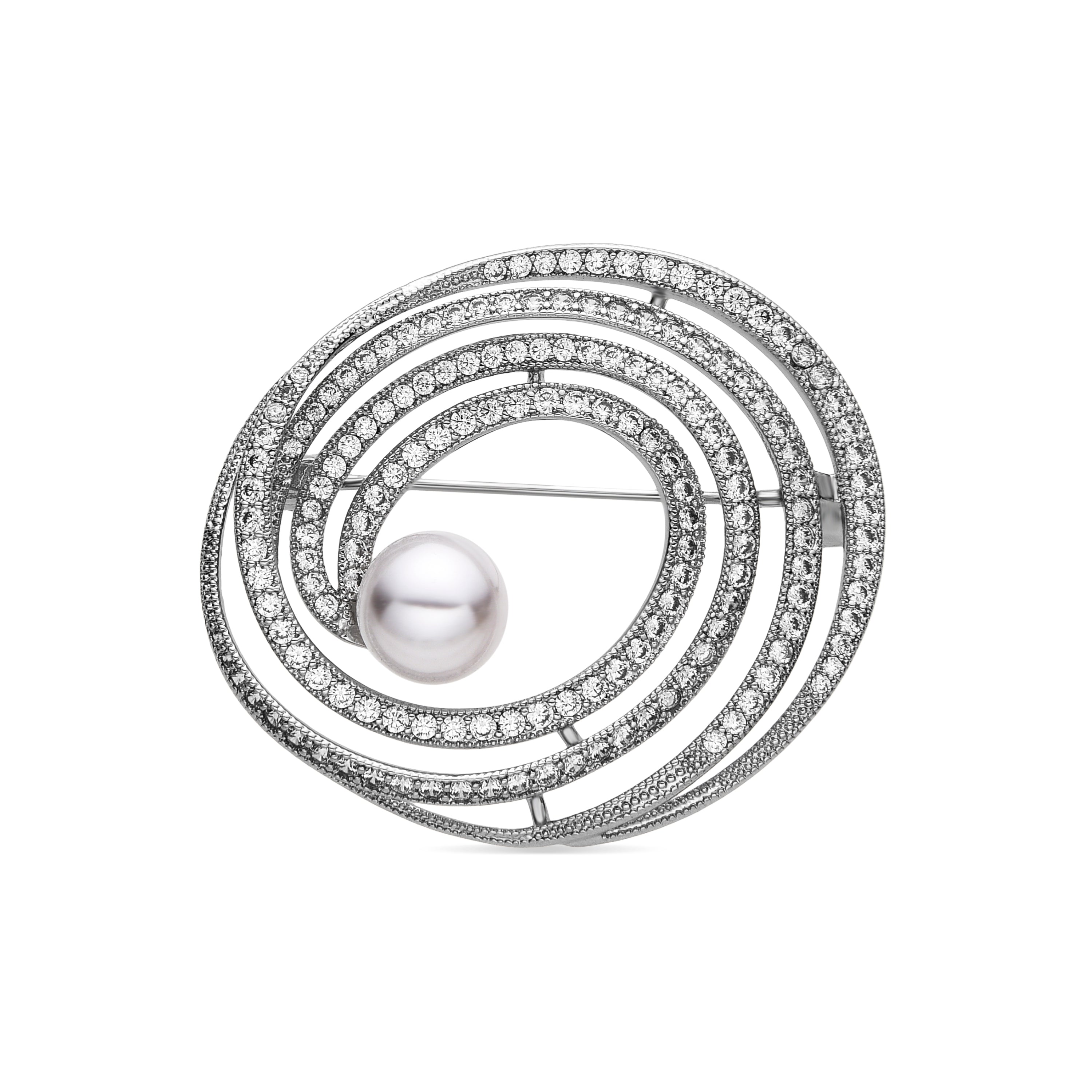 Broche com zircónia brilhante acabamento prata - Telah