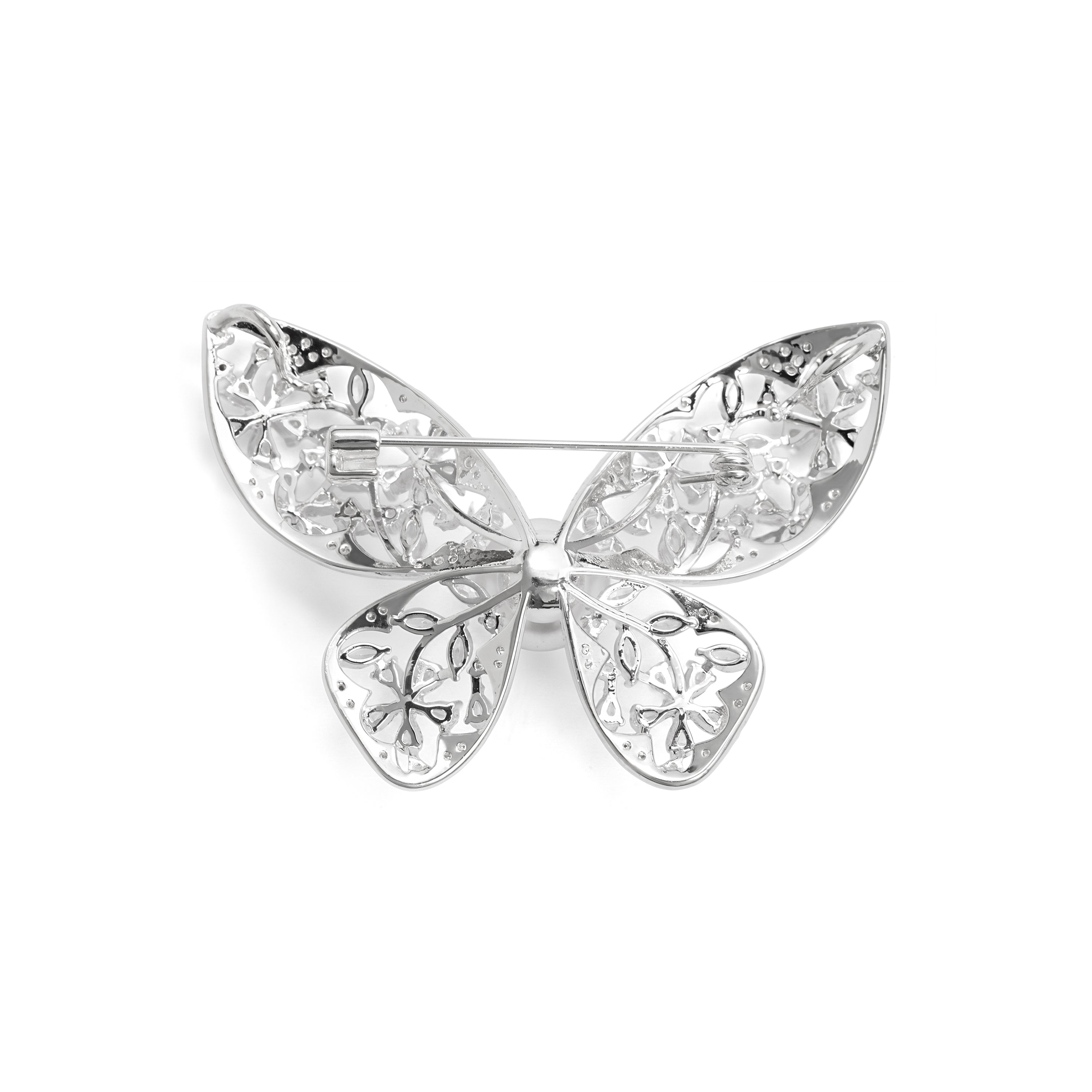 Broche de Perla Blanca acabado en rodio - Evsam